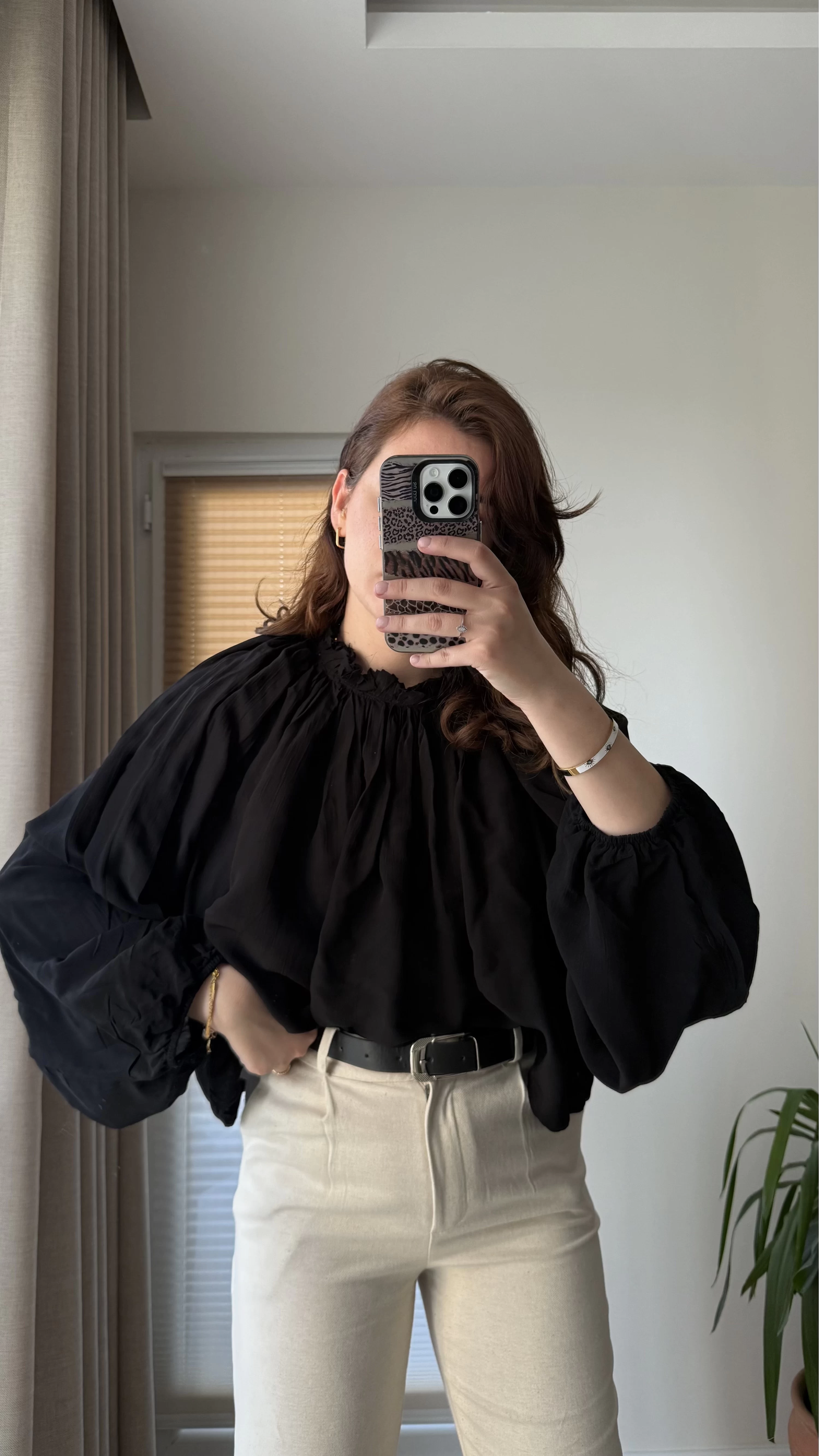 Crema Tül Bluz Siyah