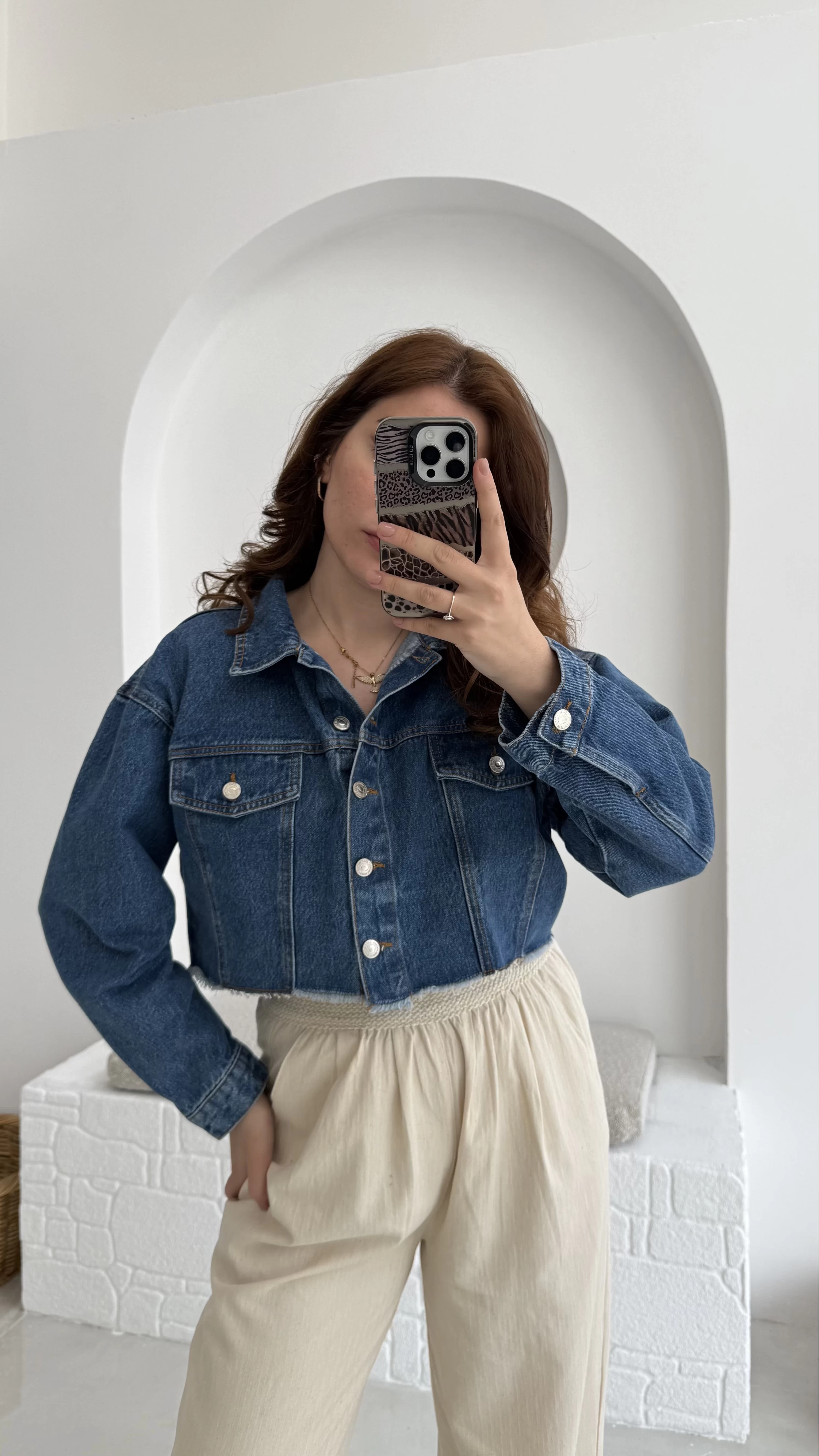 Crop Kot Ceket Açık Mavi