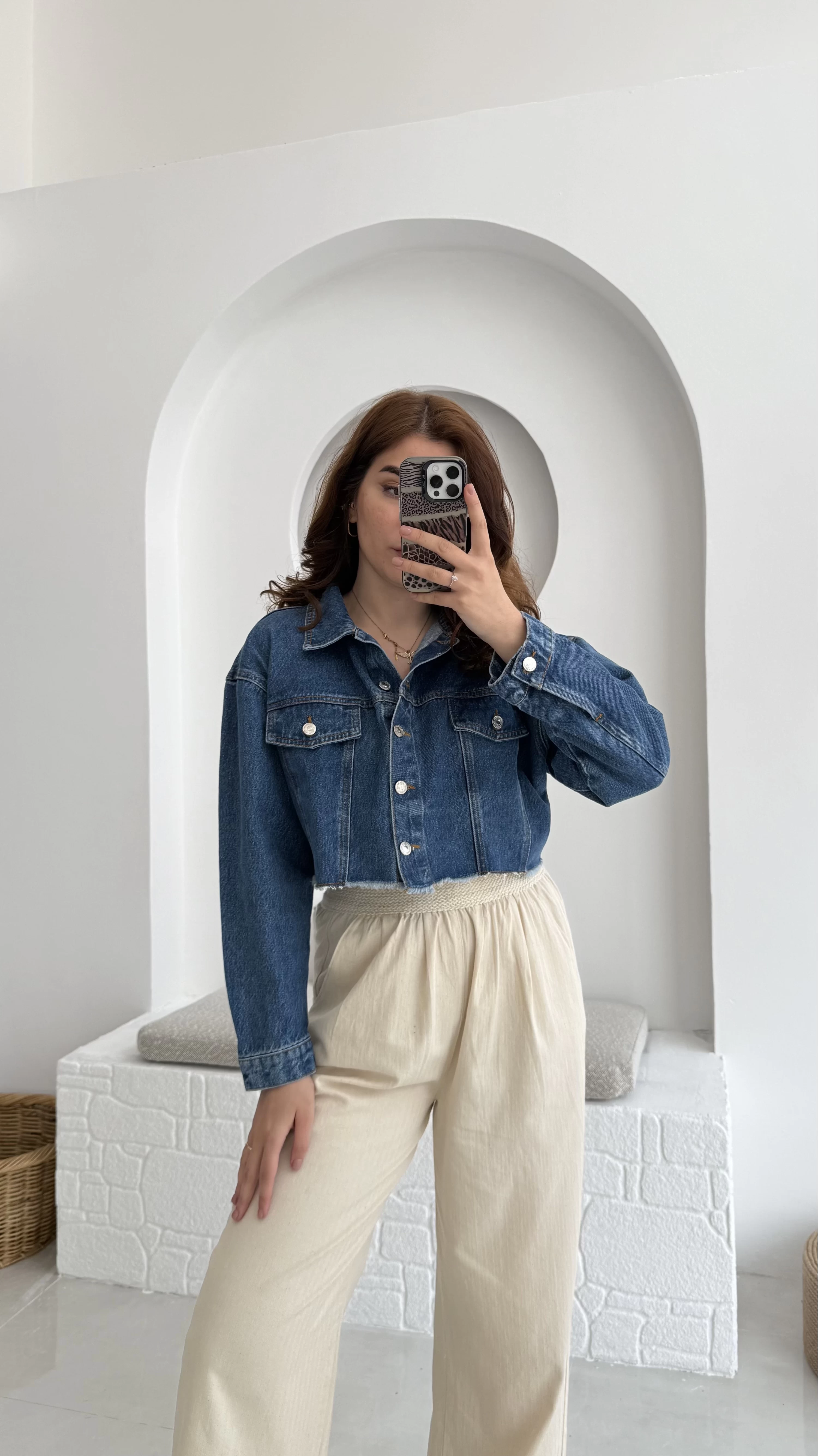 Crop Kot Ceket Açık Mavi