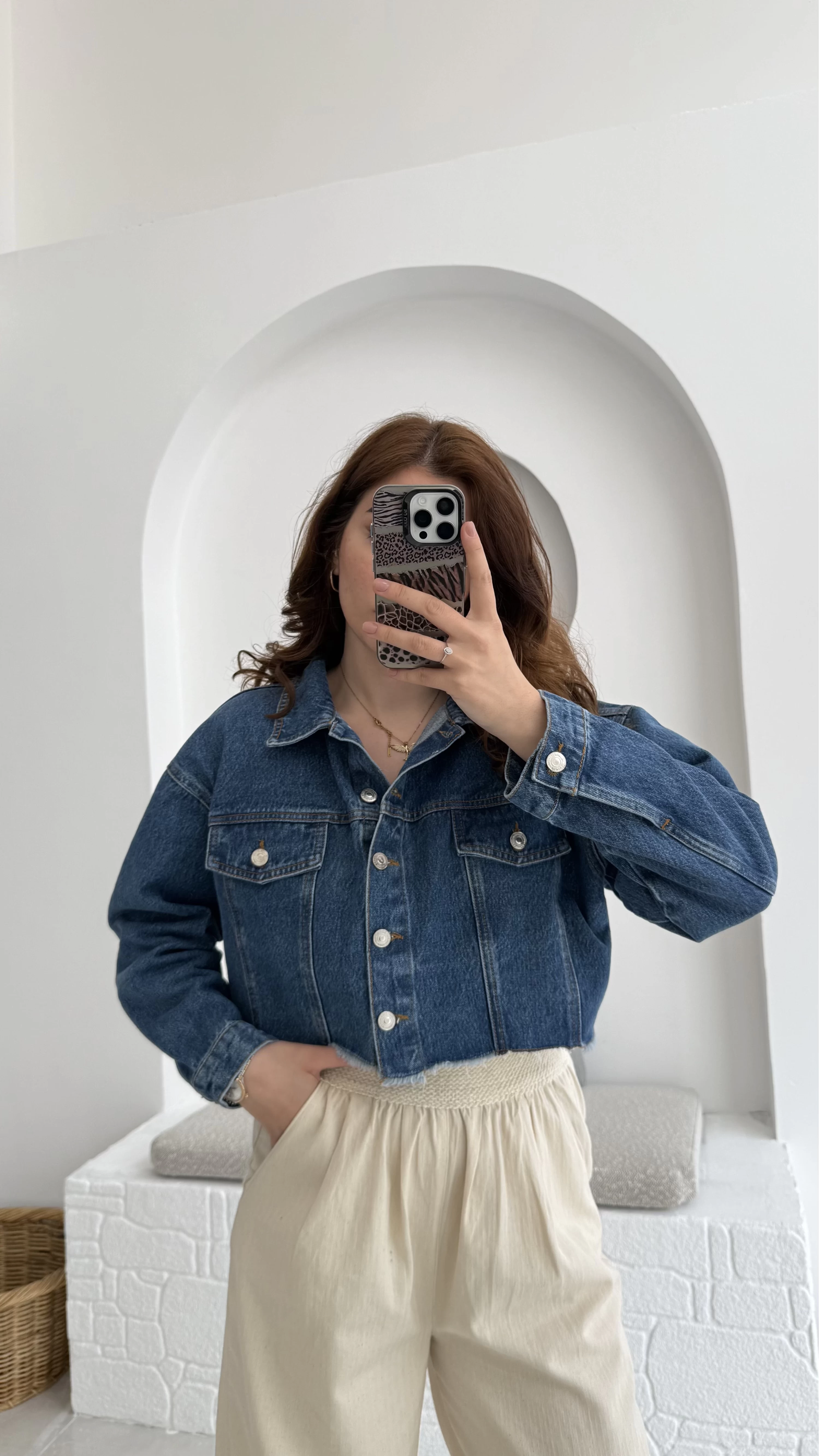 Crop Kot Ceket Açık Mavi