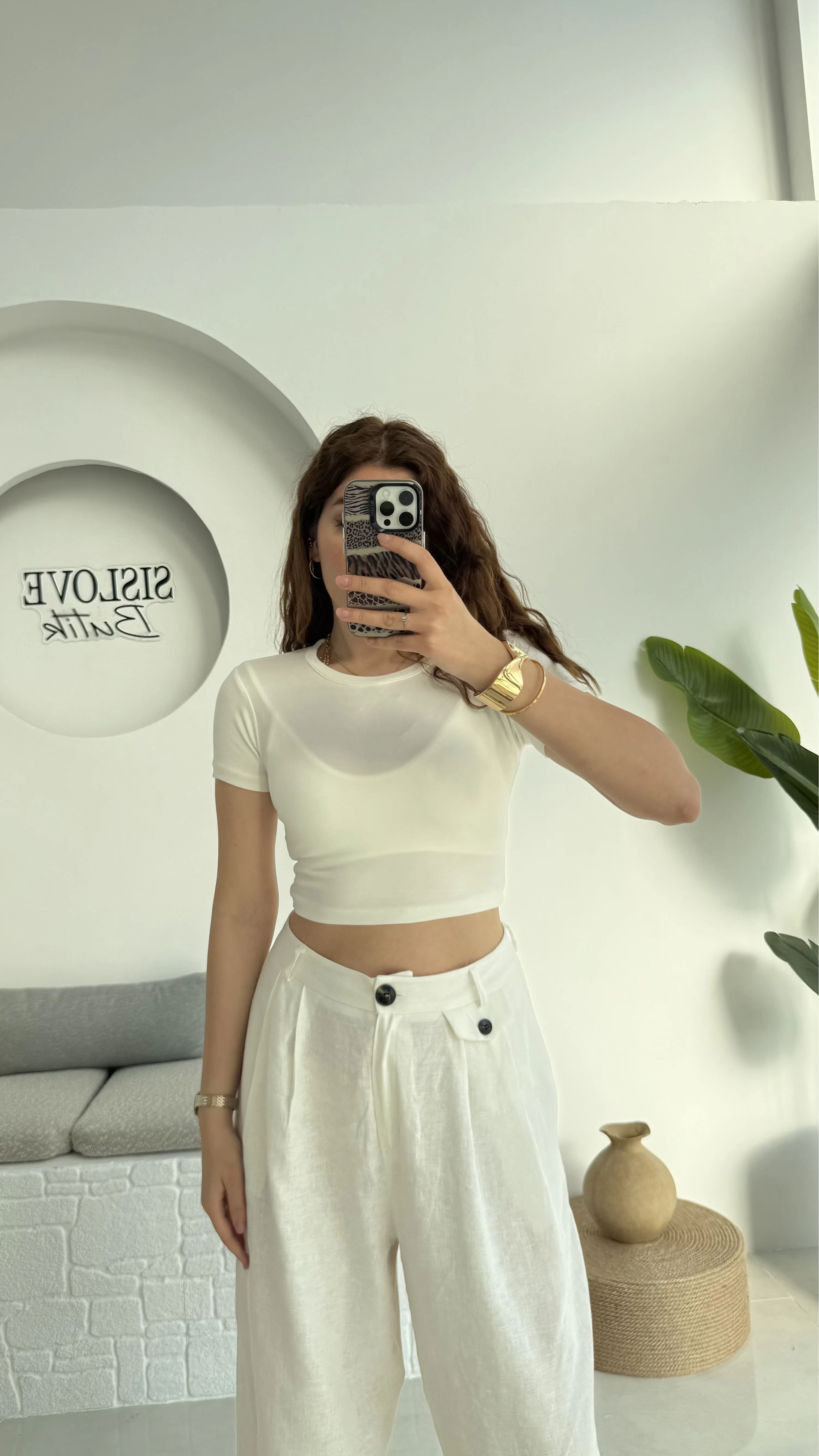 Crop Oys Beyaz T-Shirt