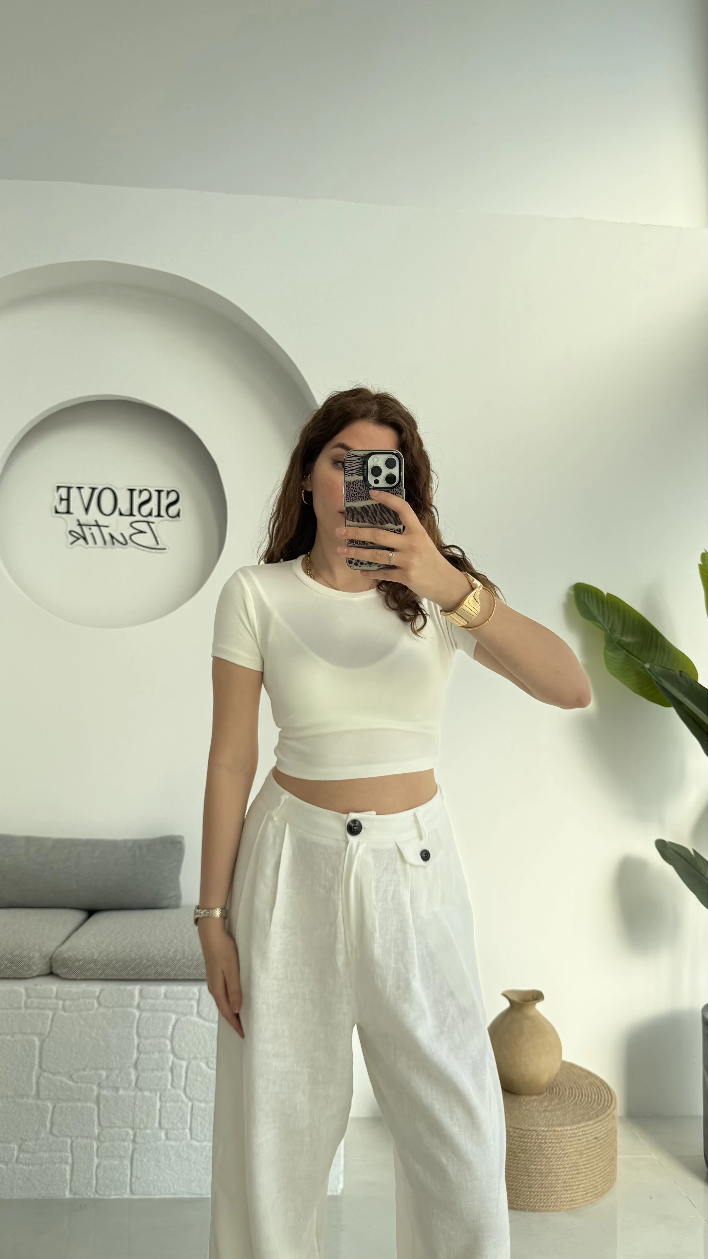 Crop Oys Beyaz T-Shirt