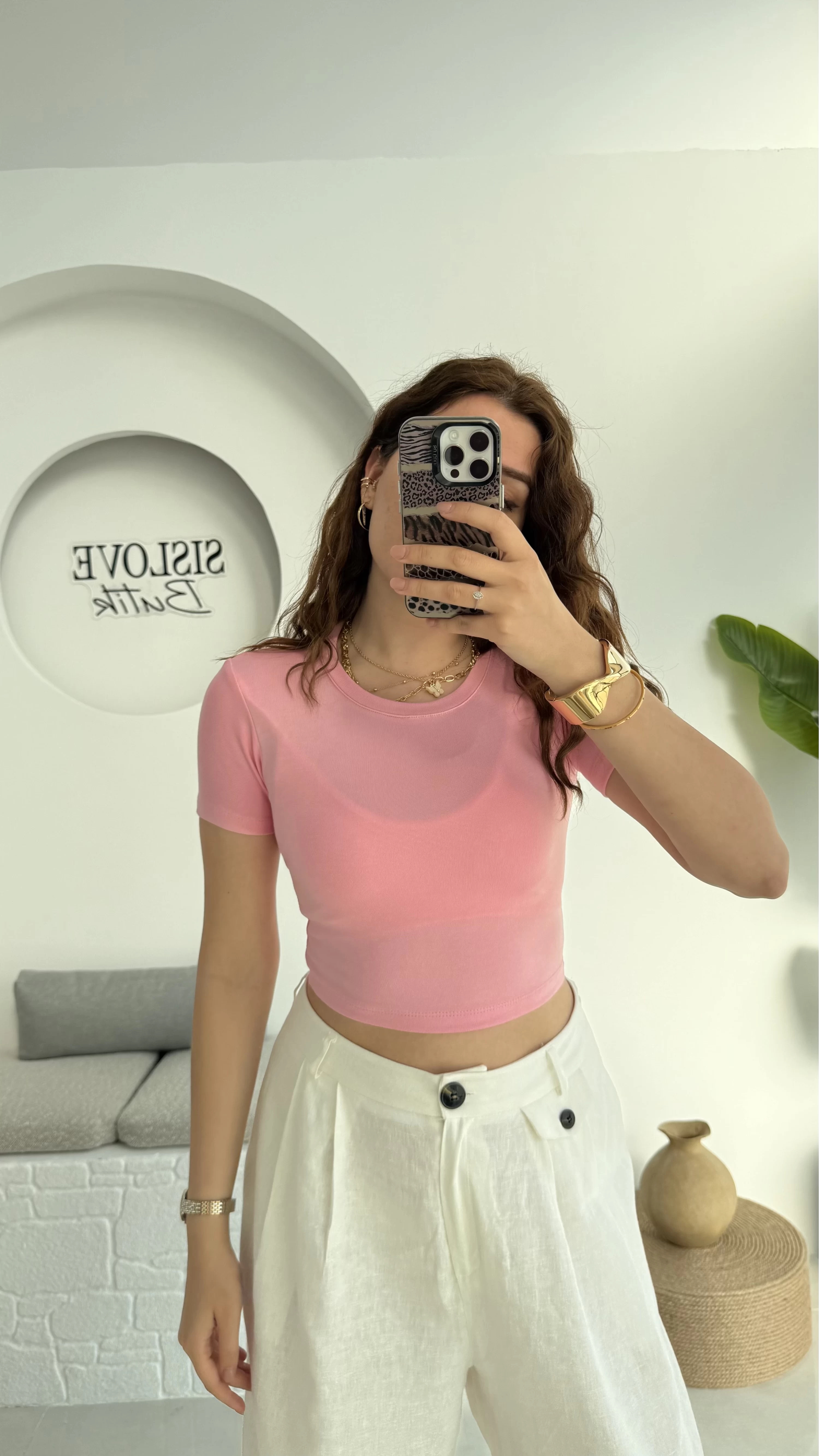 Crop Oys Pembe T-Shirt