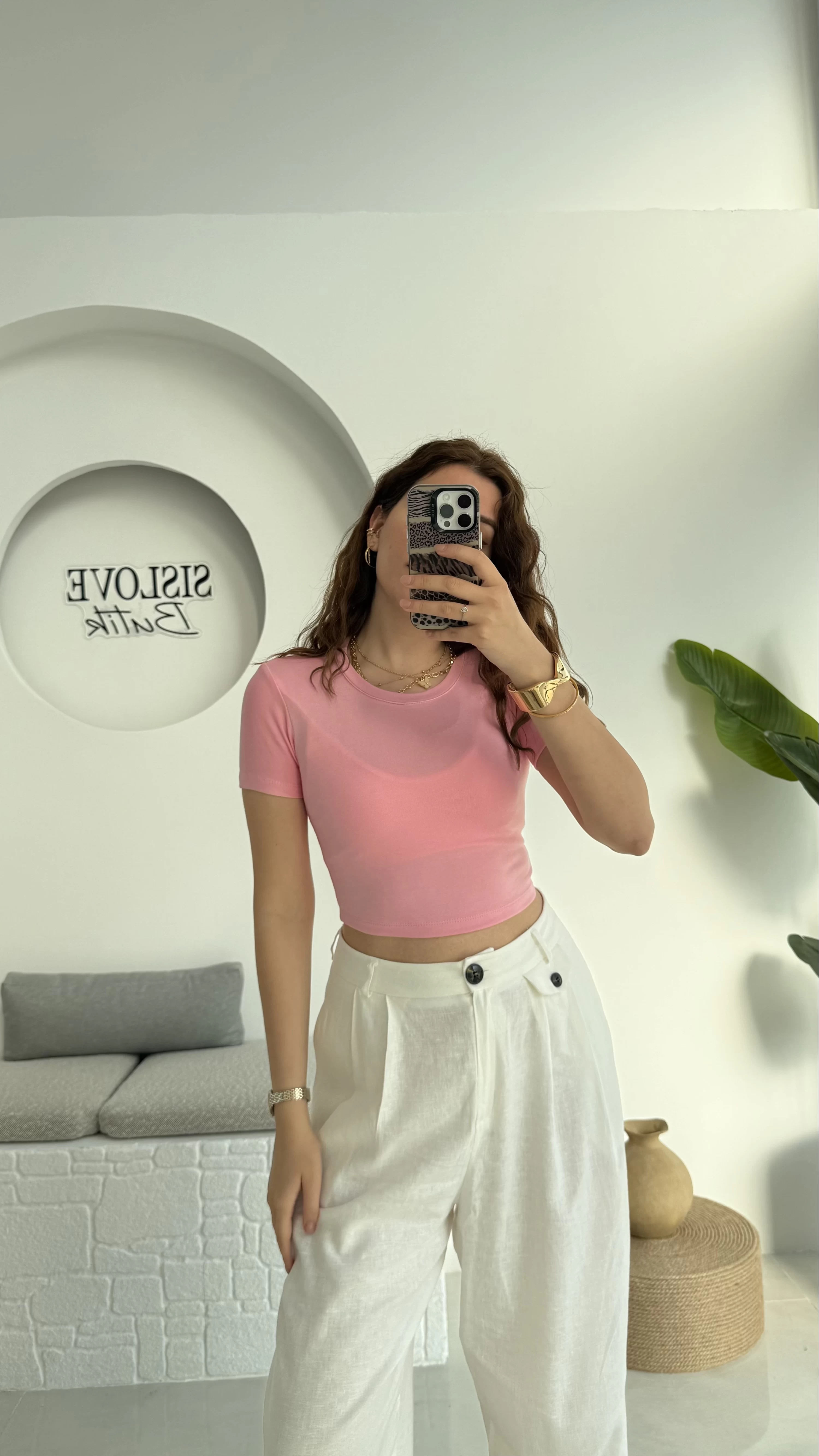 Crop Oys Pembe T-Shirt