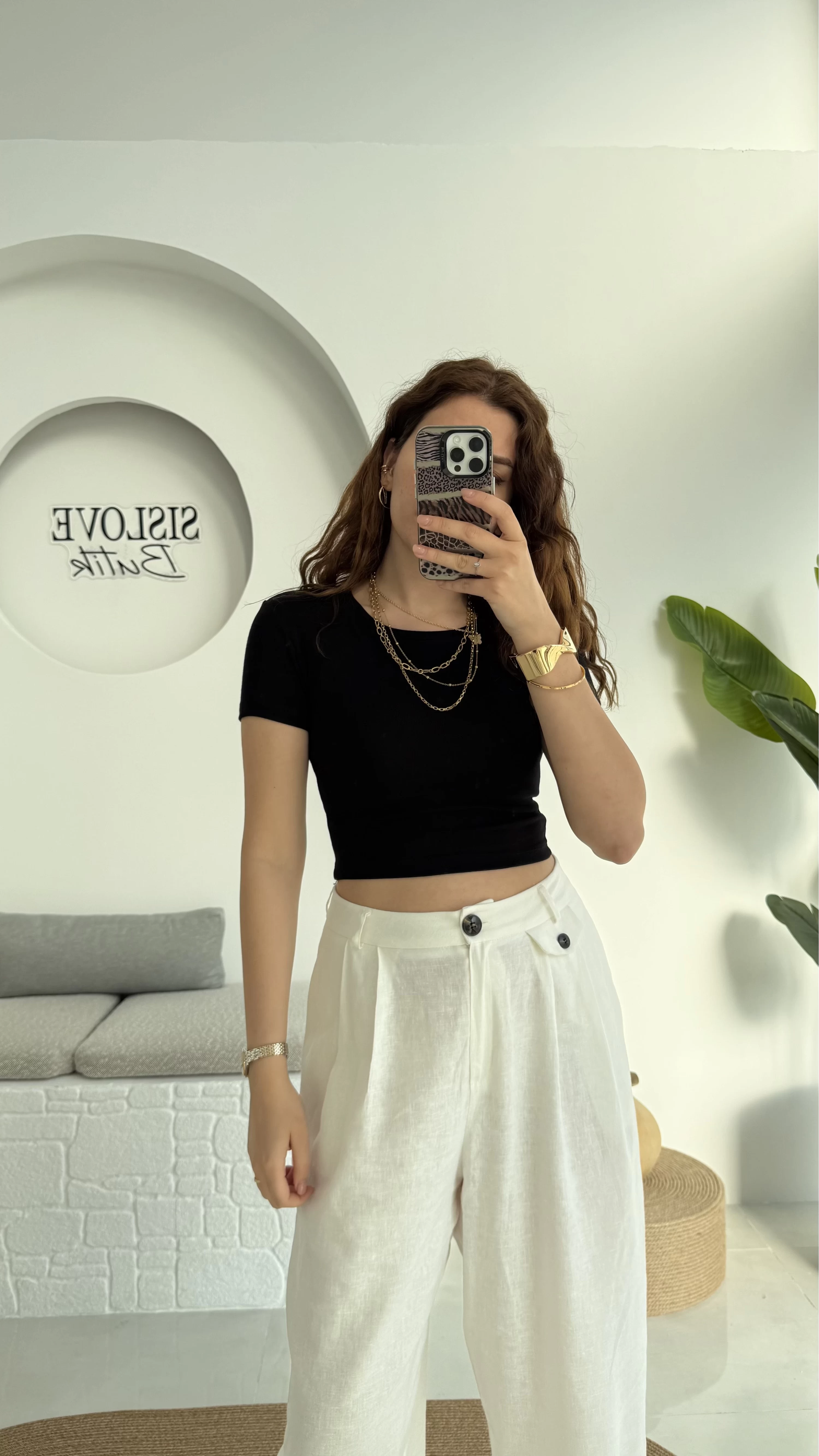 Crop Oys Siyah T-Shirt