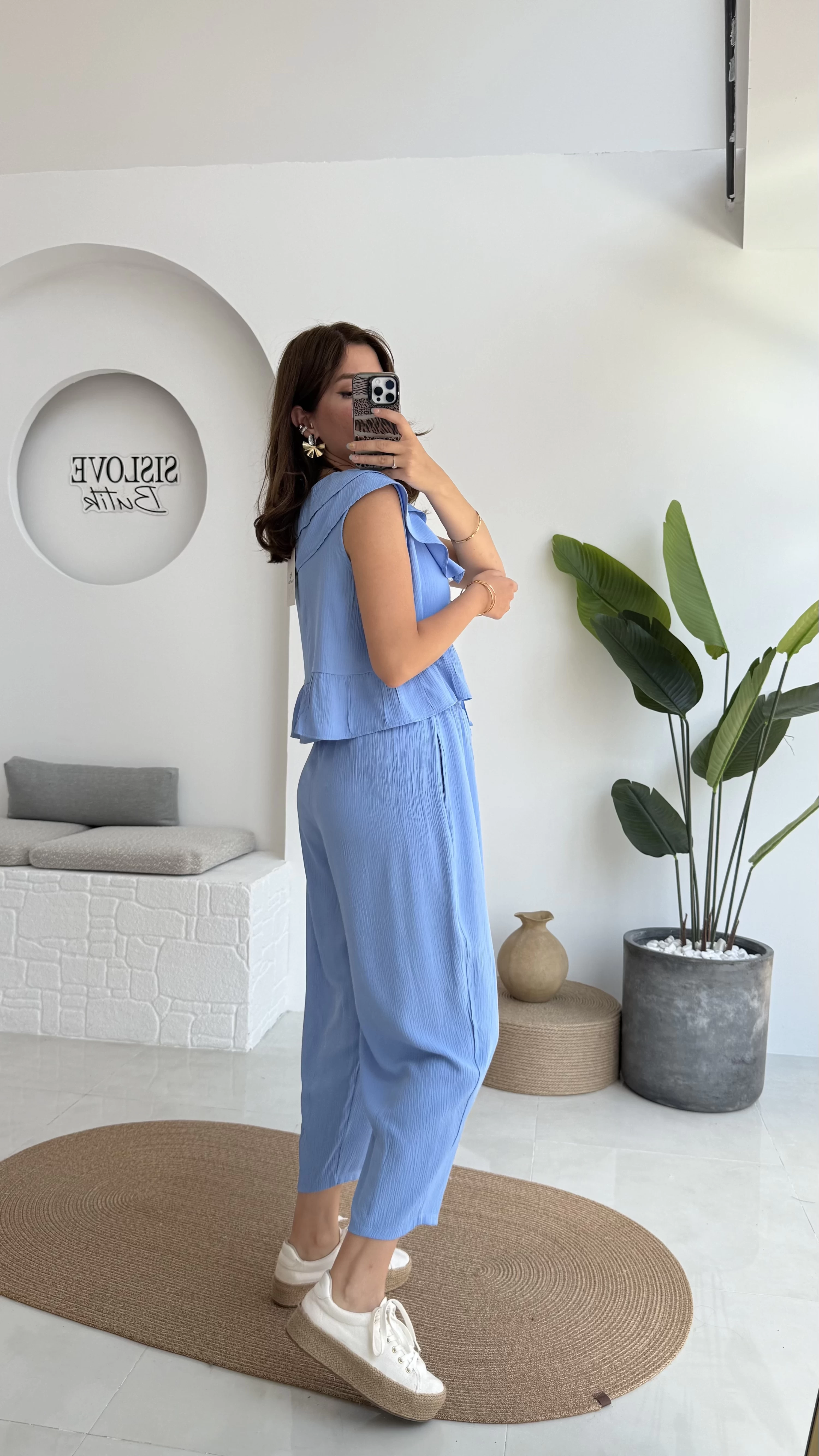 Cute Volanlı Pensli Takım - 1000-3000 - Mavi