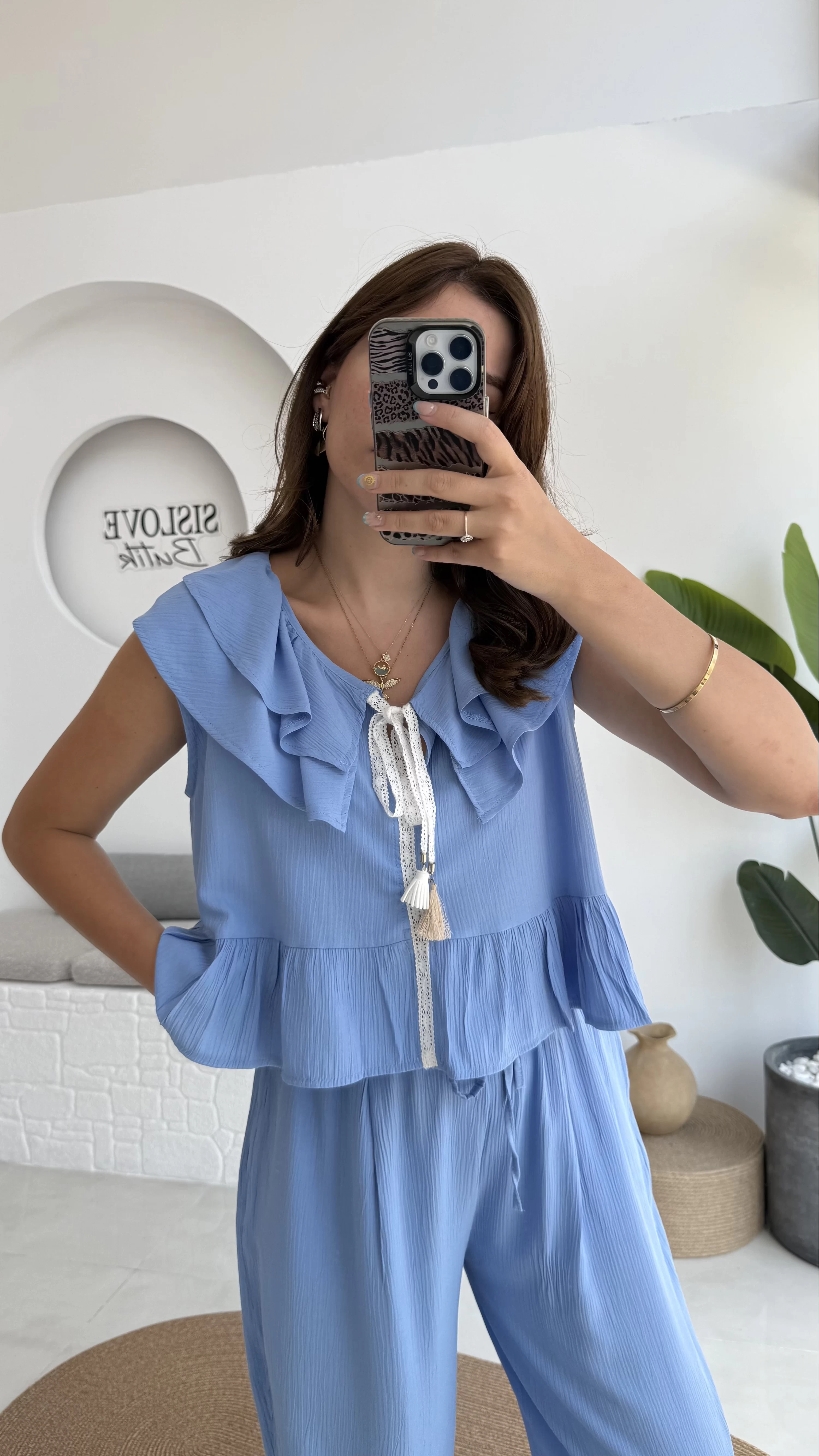 Cute Volanlı Pensli Takım - 1000-3000 - Mavi