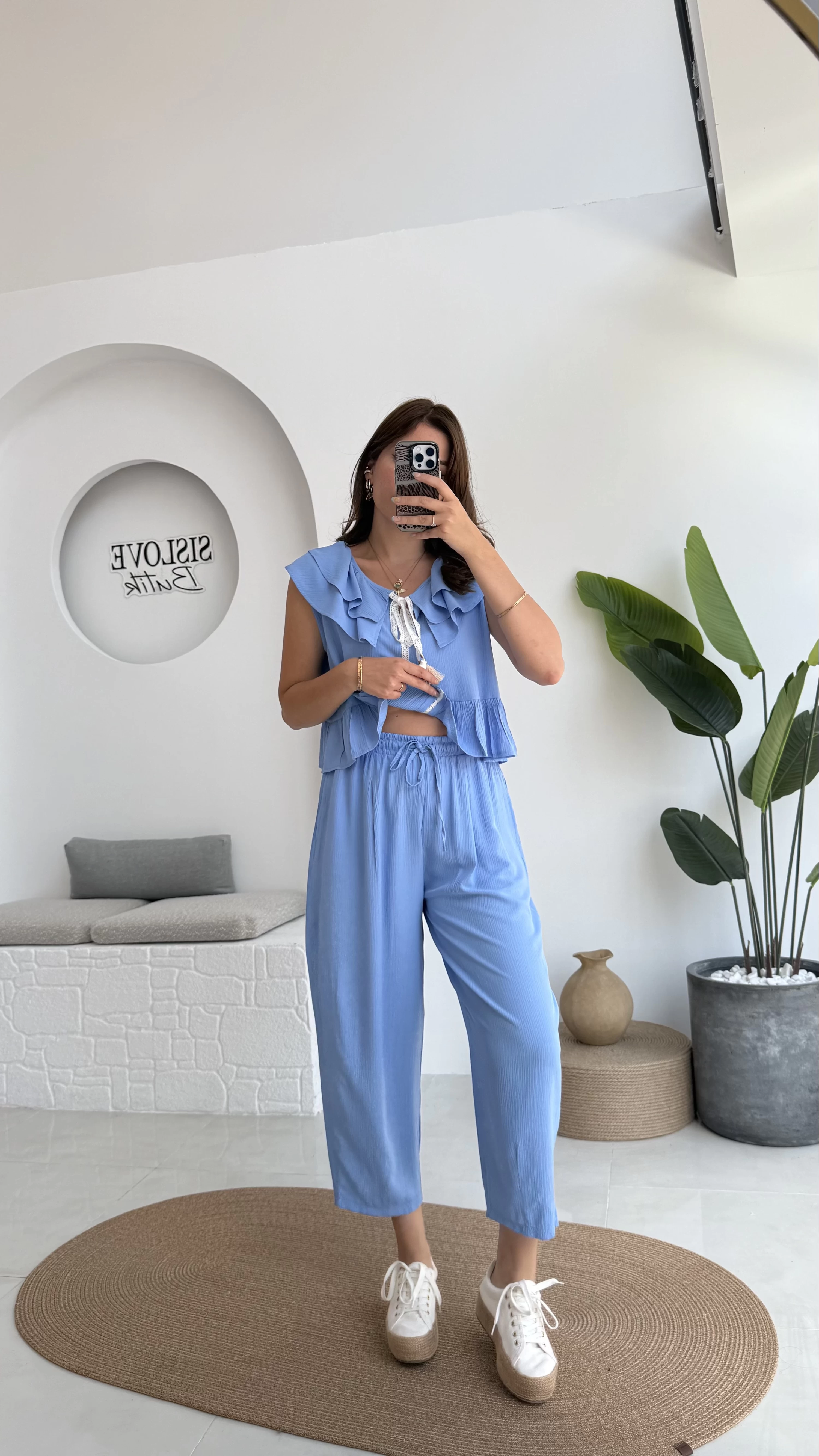 Cute Volanlı Pensli Takım - 1000-3000 - Mavi