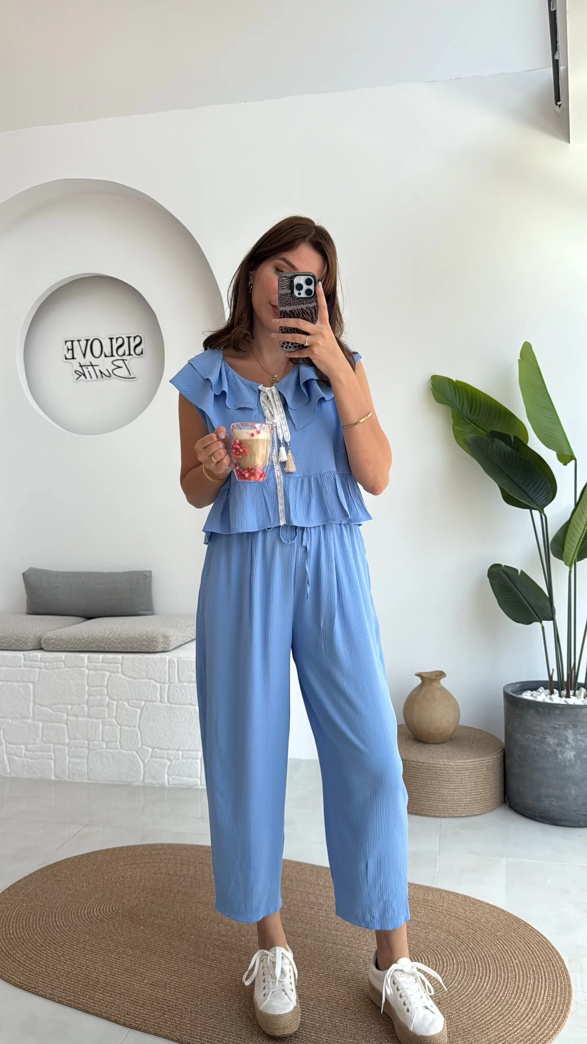 Cute Volanlı Pensli Takım - 1000-3000 - Mavi