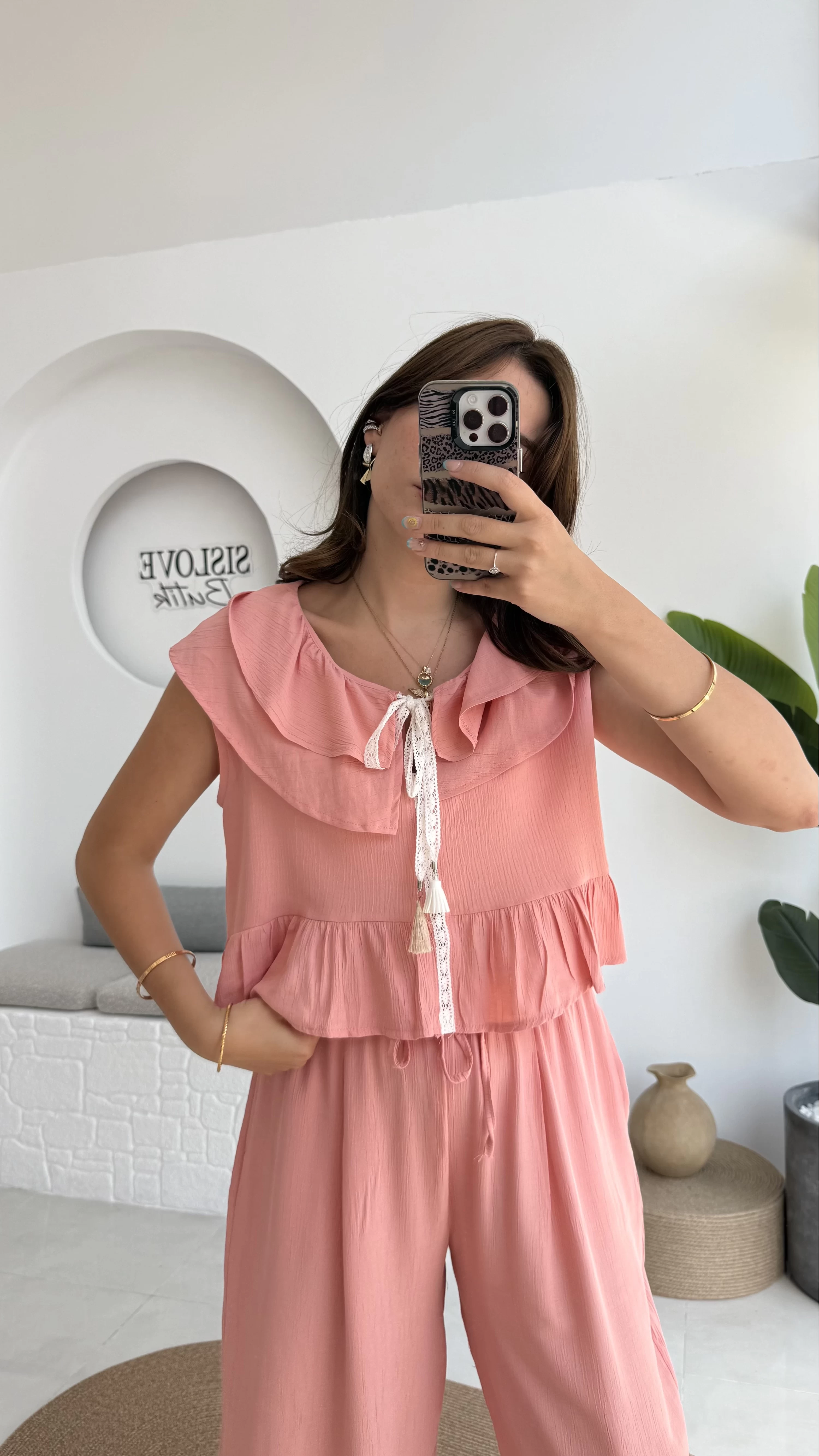 Cute Volanlı Pensli Takım - 1000-3000 - Pembe Tonları