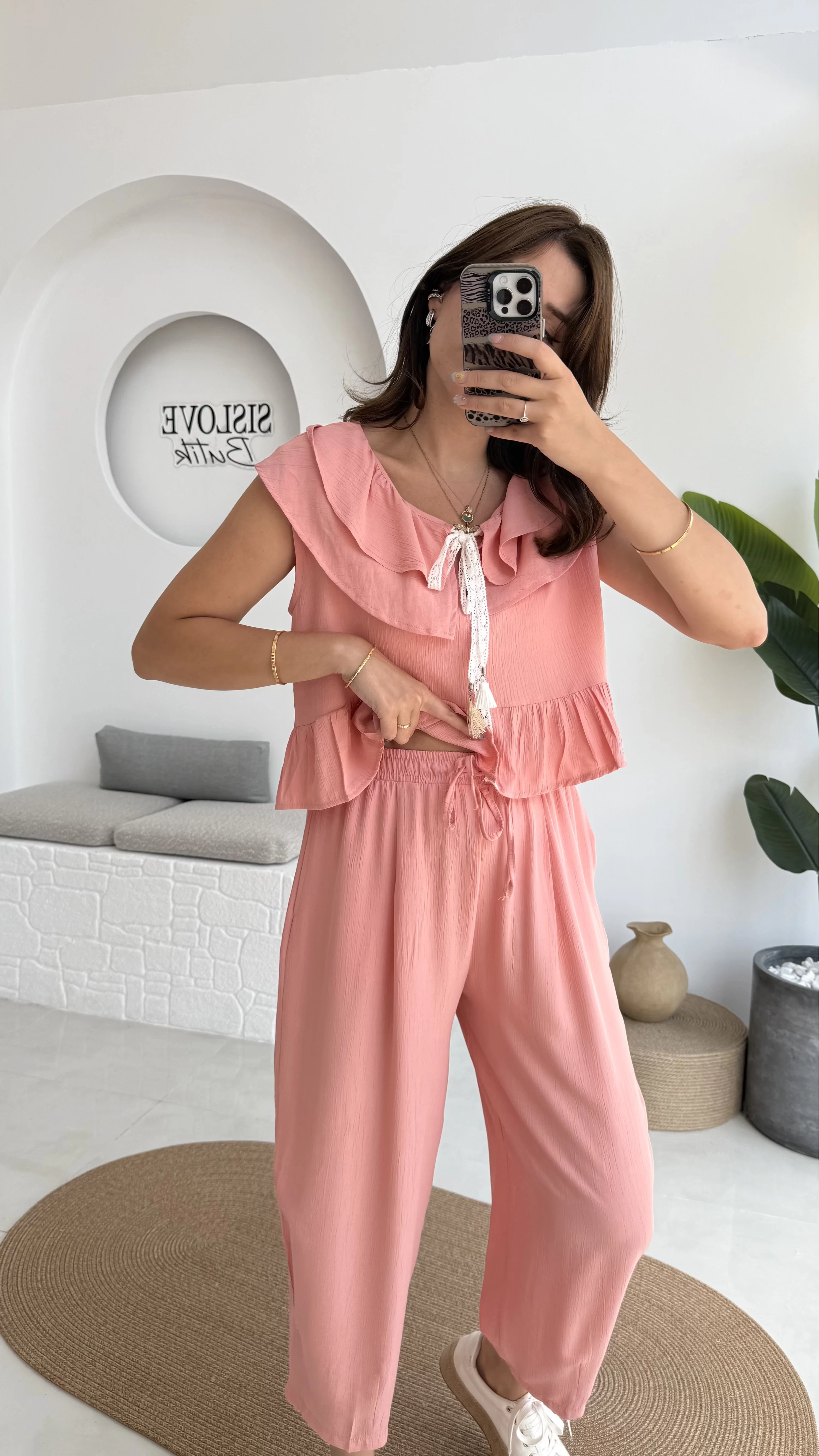 Cute Volanlı Pensli Takım - 1000-3000 - Pembe Tonları