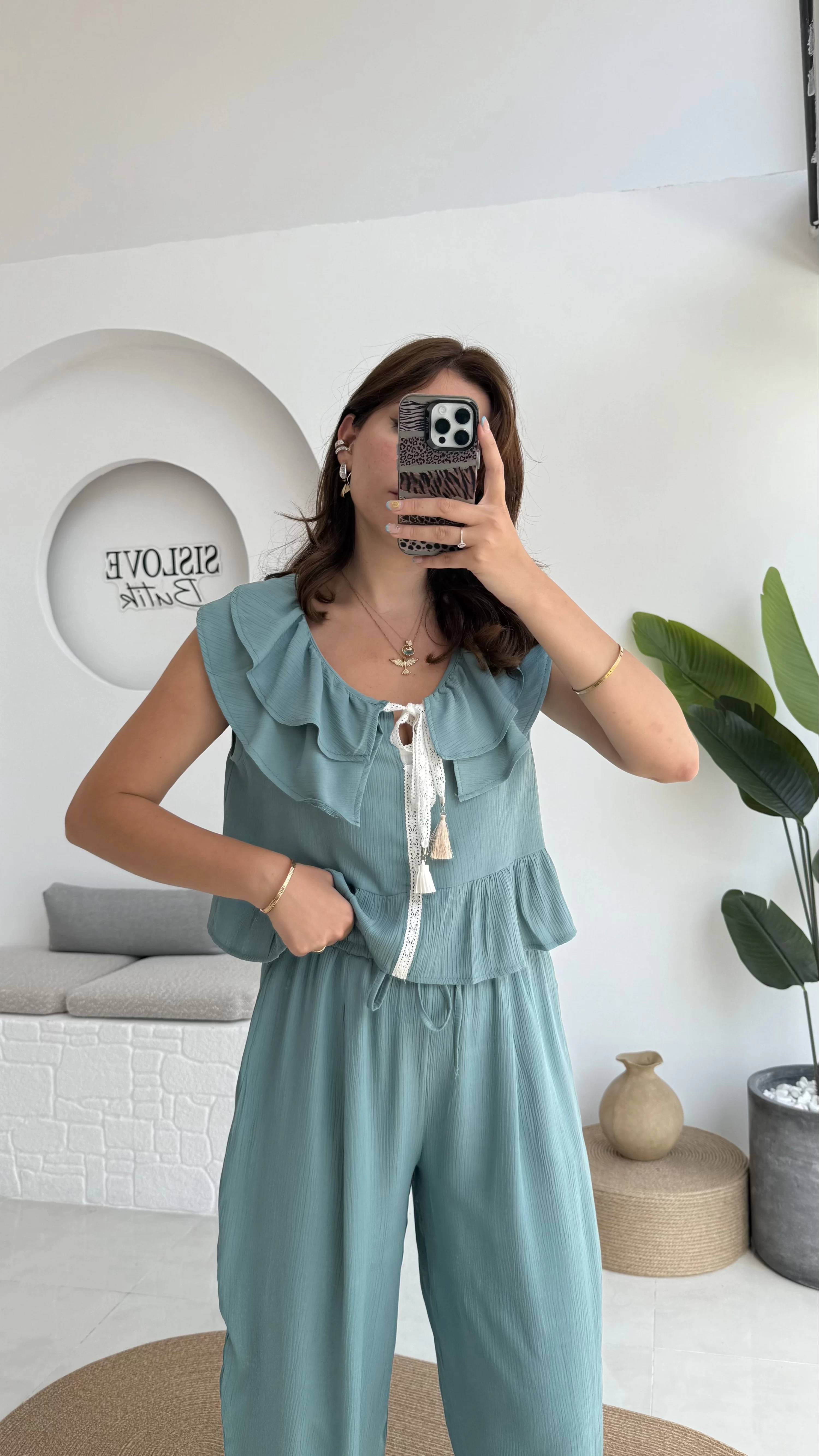 Cute Volanlı Pensli Takım - 1000-3000 - Yeşil