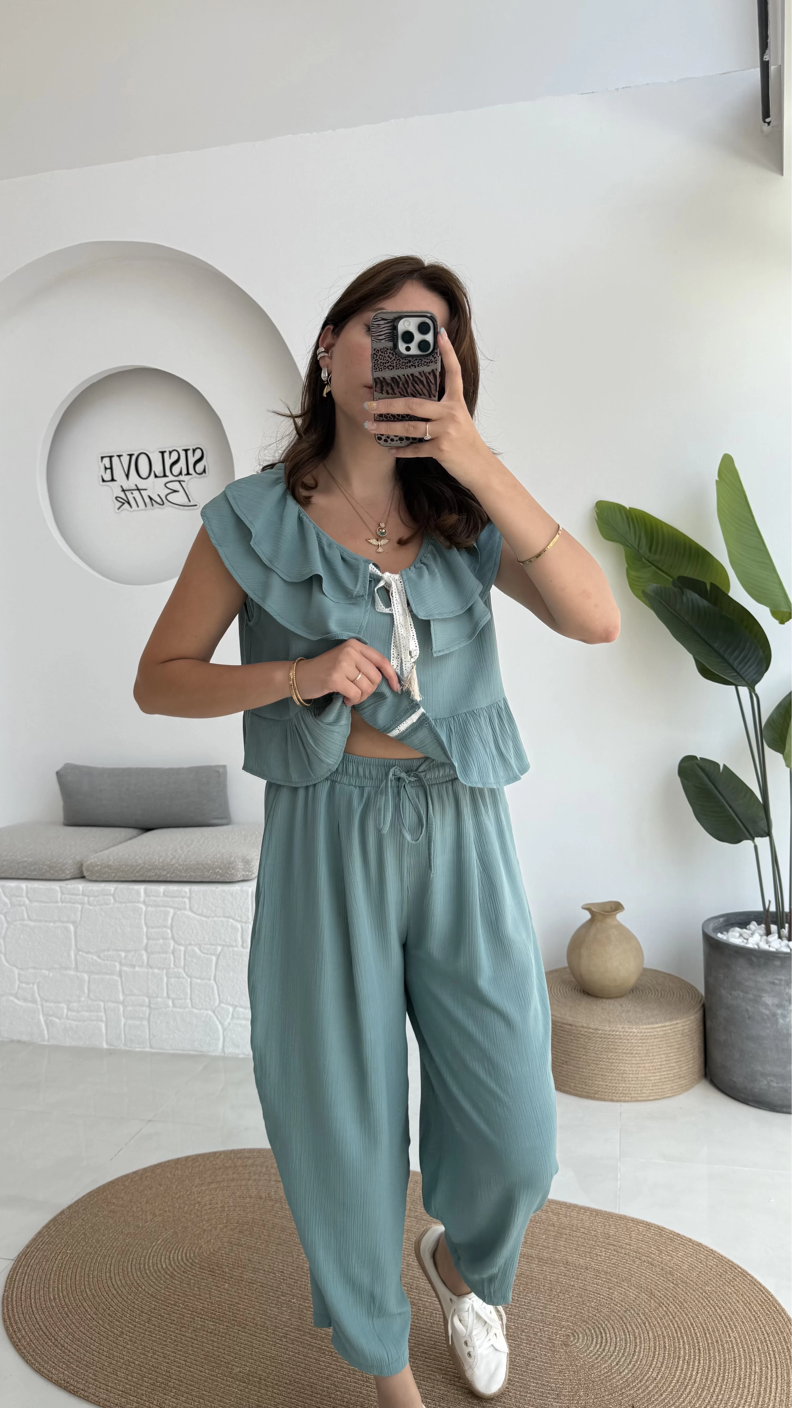Cute Volanlı Pensli Takım - 1000-3000 - Yeşil