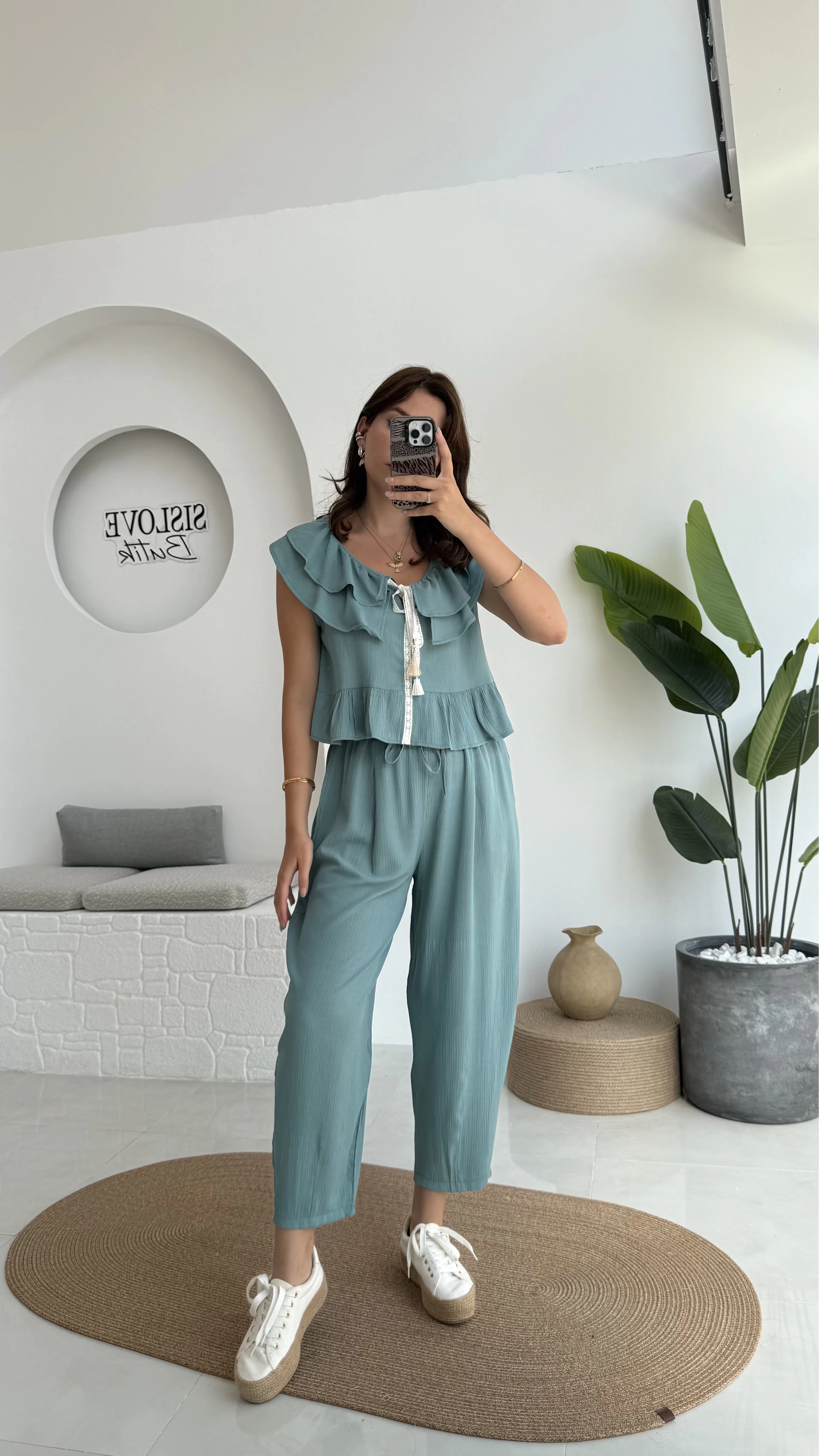 Cute Volanlı Pensli Takım - 1000-3000 - Yeşil