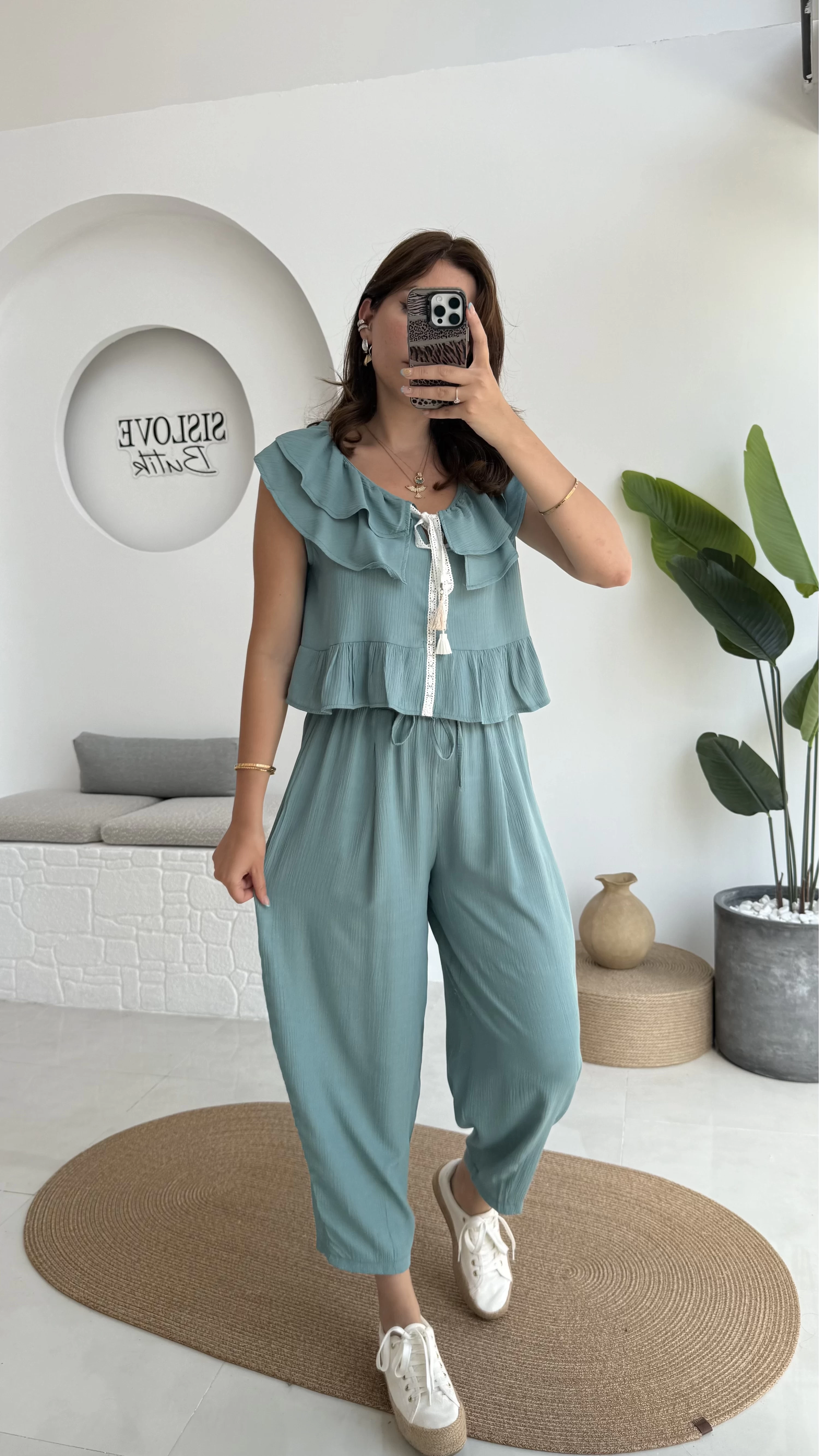 Cute Volanlı Pensli Takım - 1000-3000 - Yeşil