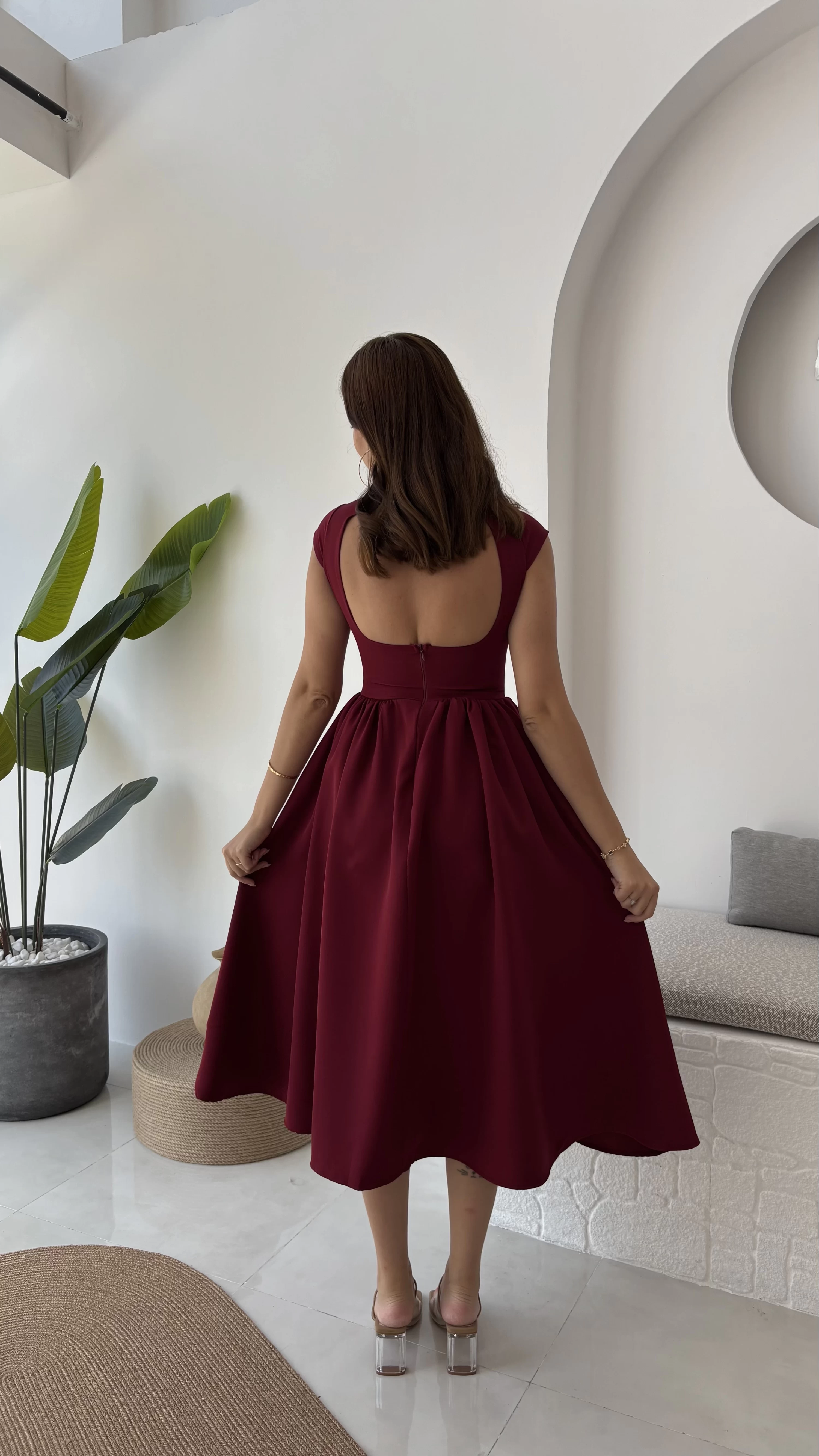 Daphne Elbise - Bordo - 2596