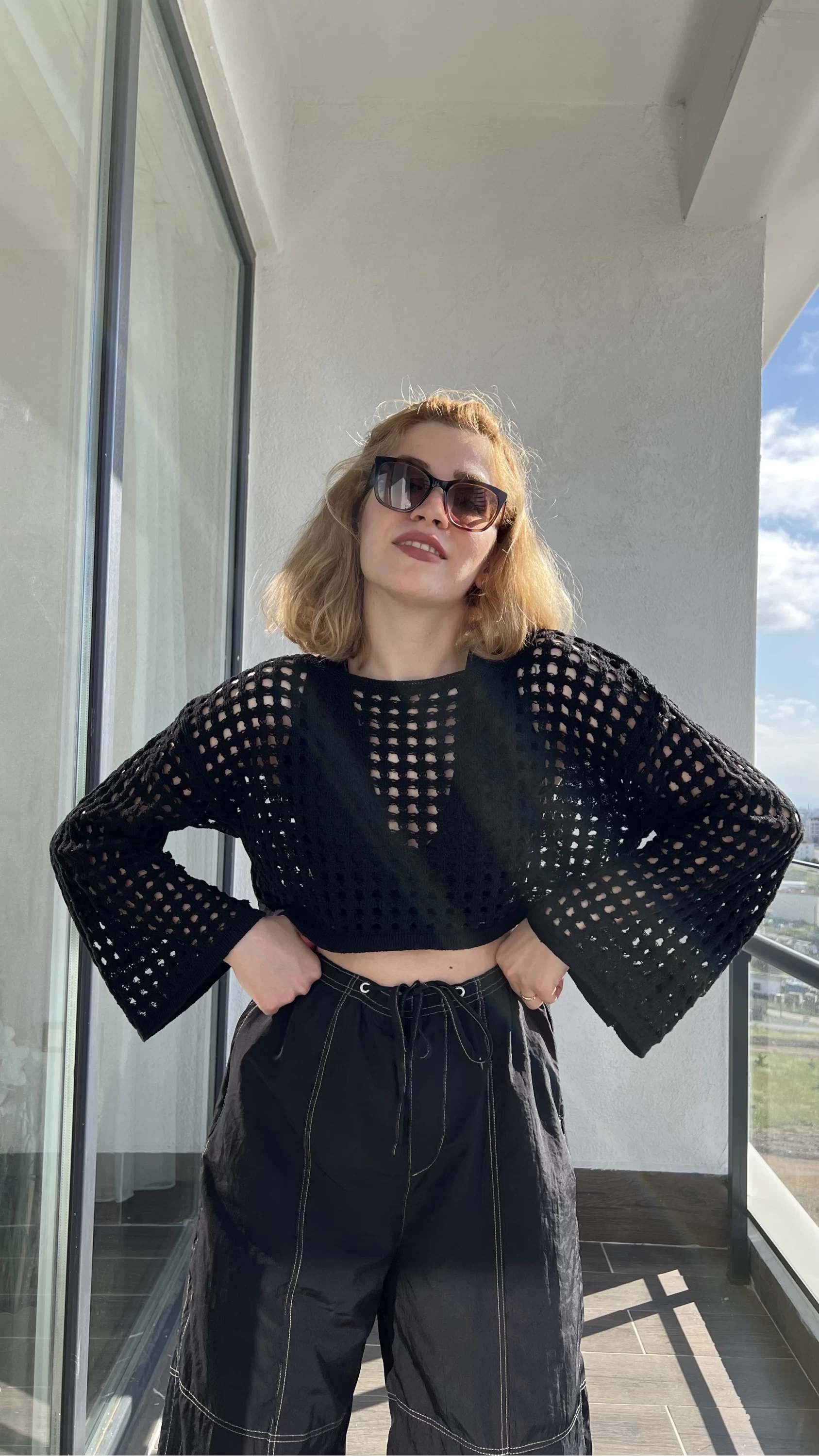 Delly Örme Siyah Crop
