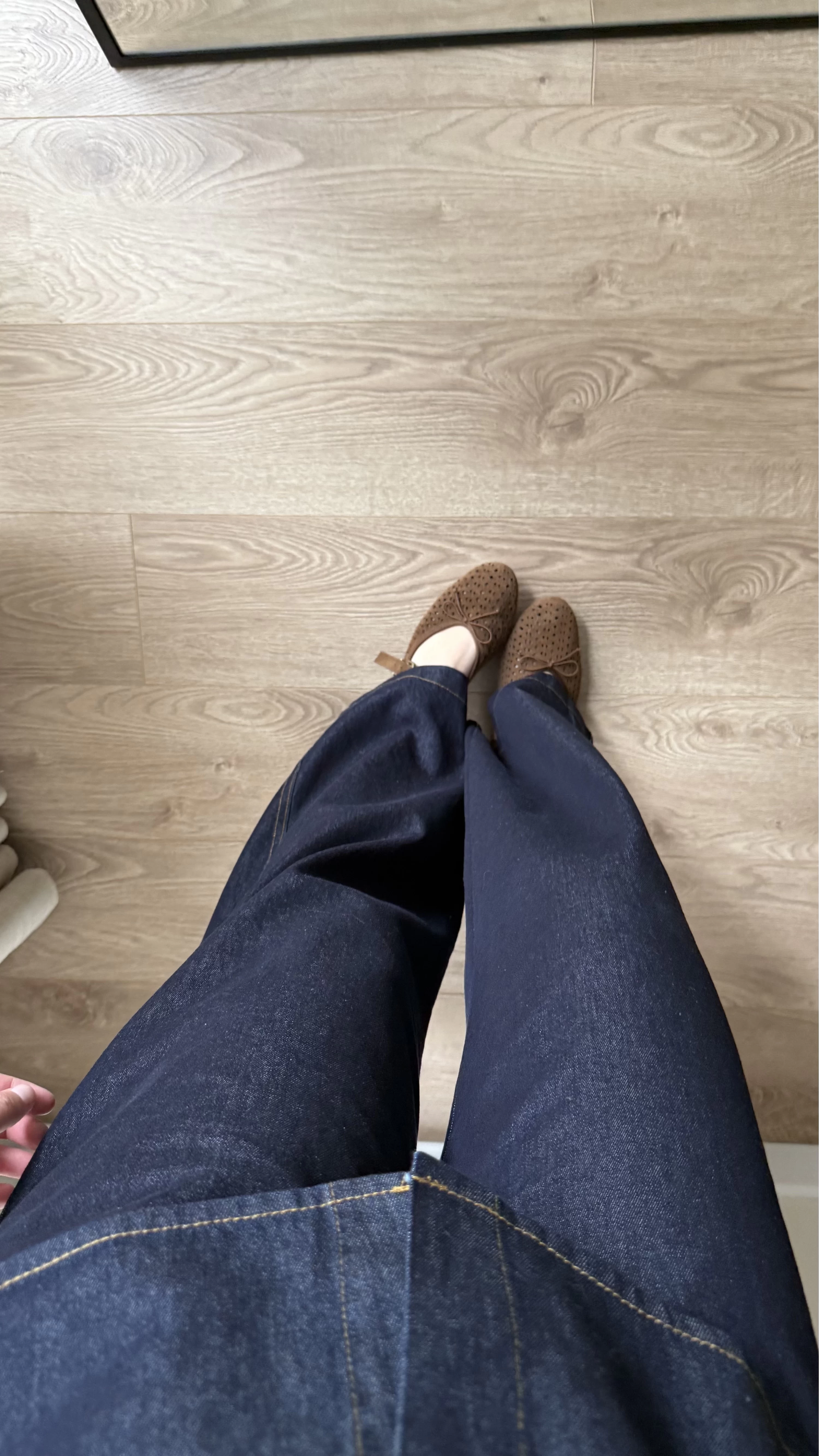 Denim Deri Kuşaklı Takım
