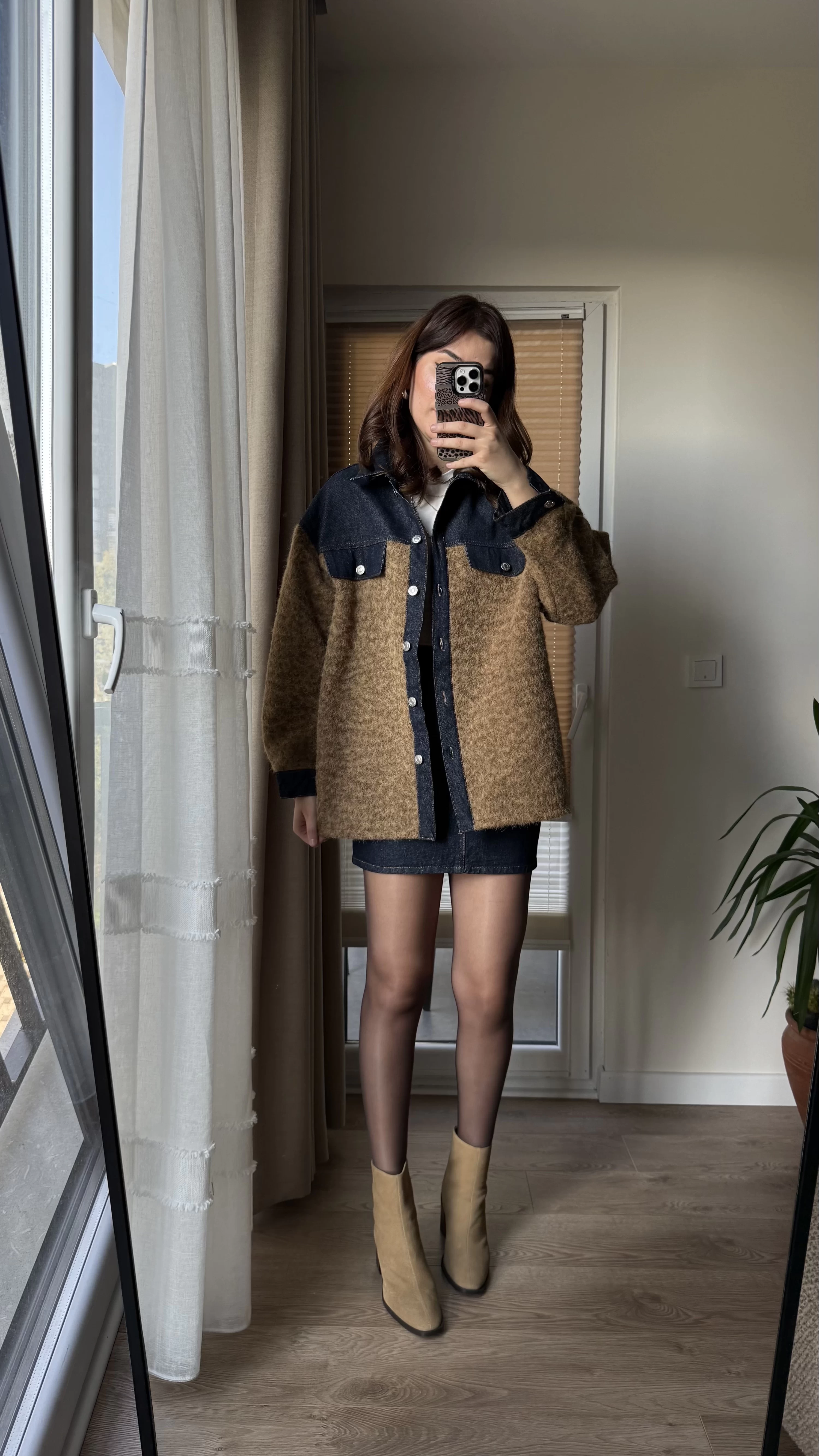 Denim Garneli Buklet Ceket