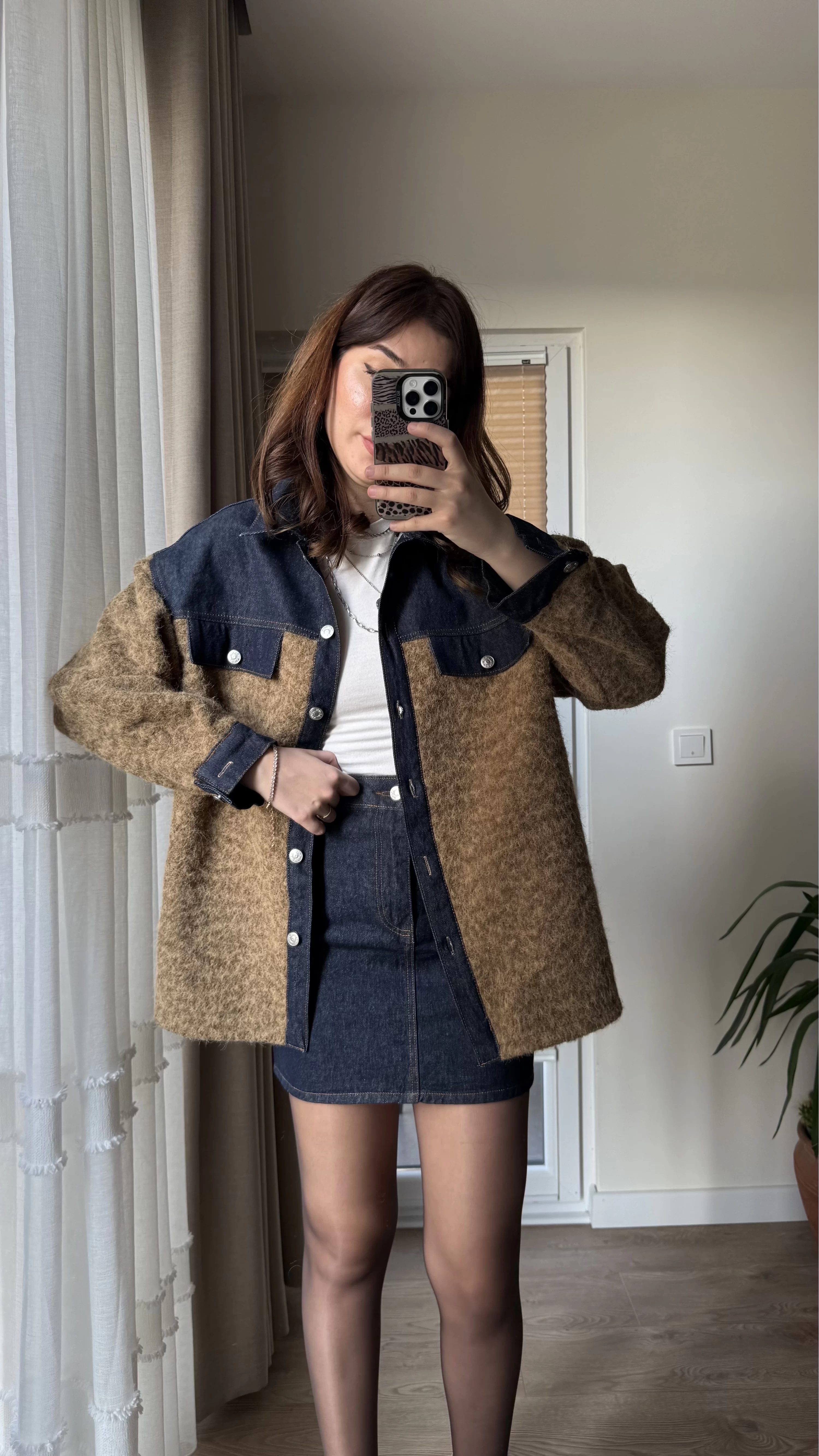 Denim Garneli Buklet Ceket