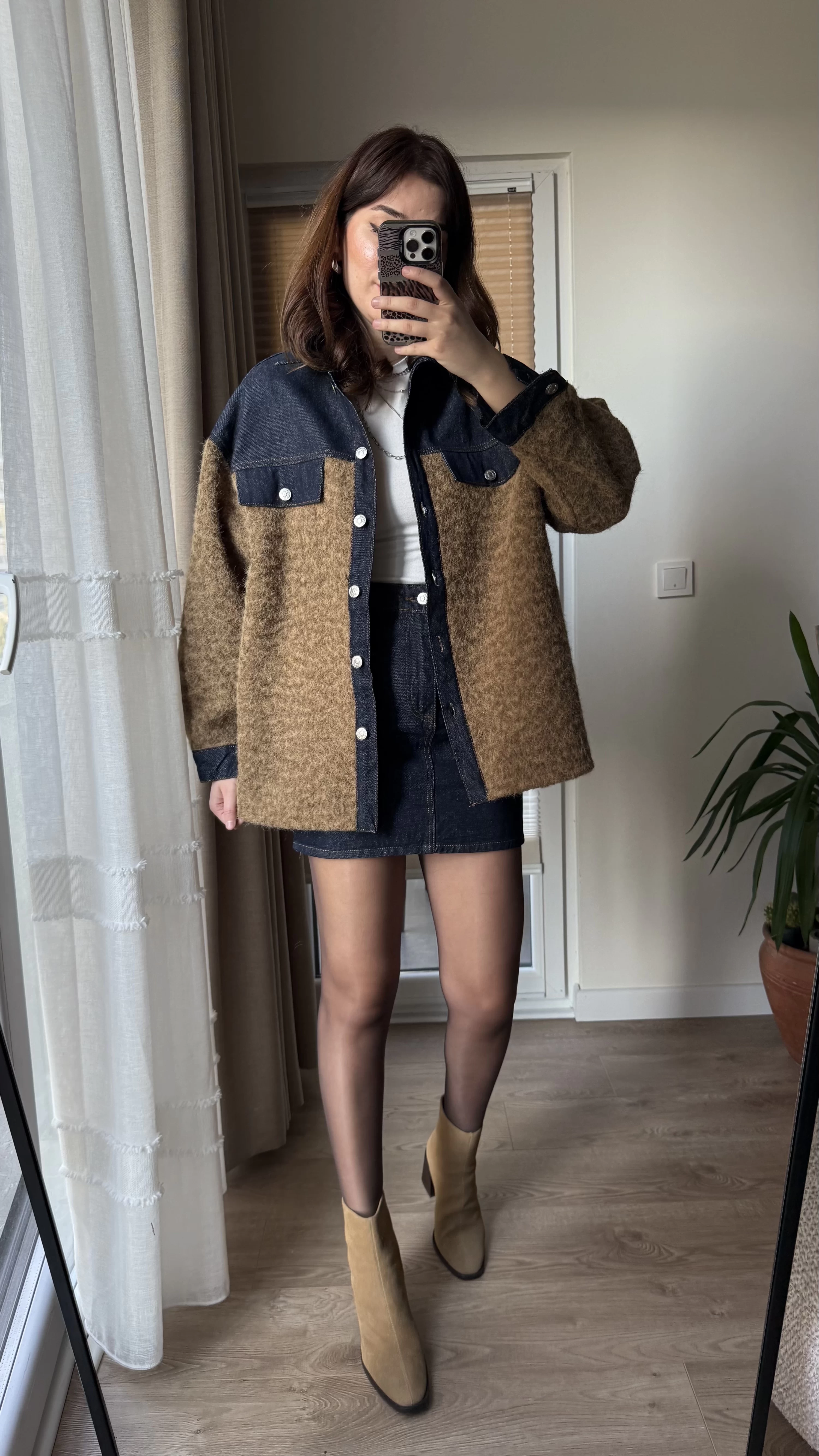 Denim Garneli Buklet Ceket