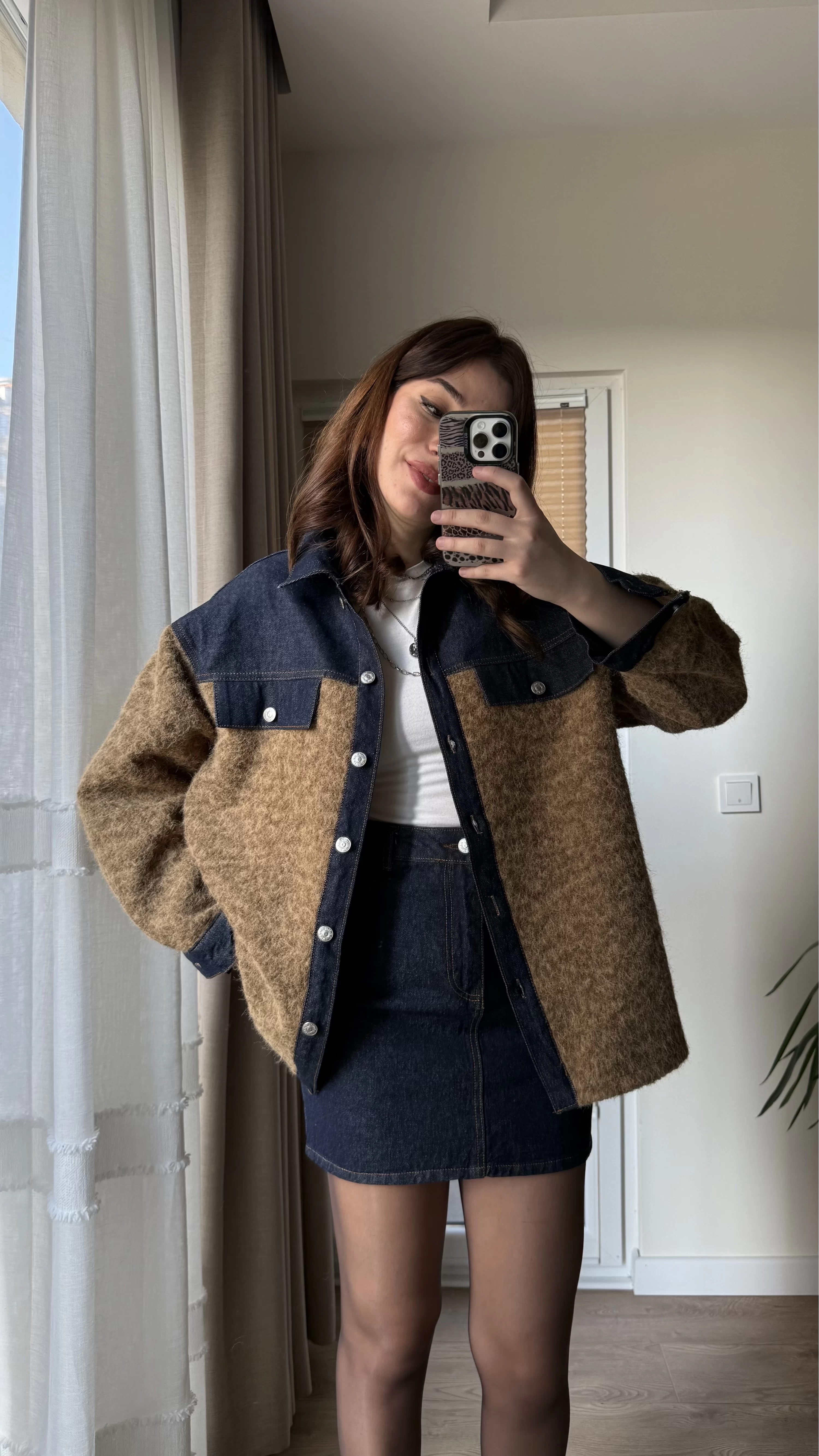 Denim Garneli Buklet Ceket