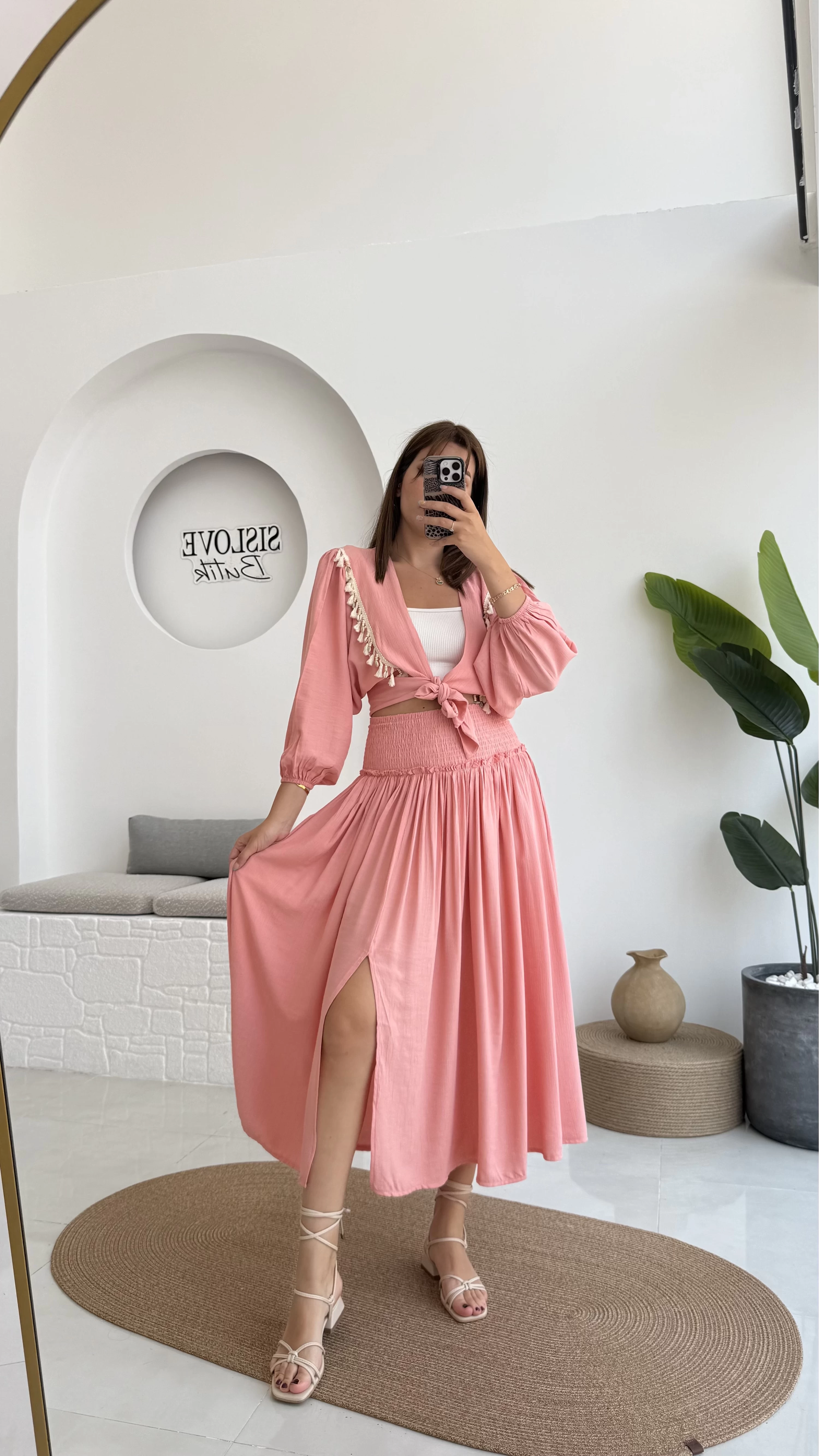 Deniz Kabuklu Etek Takım Pembe