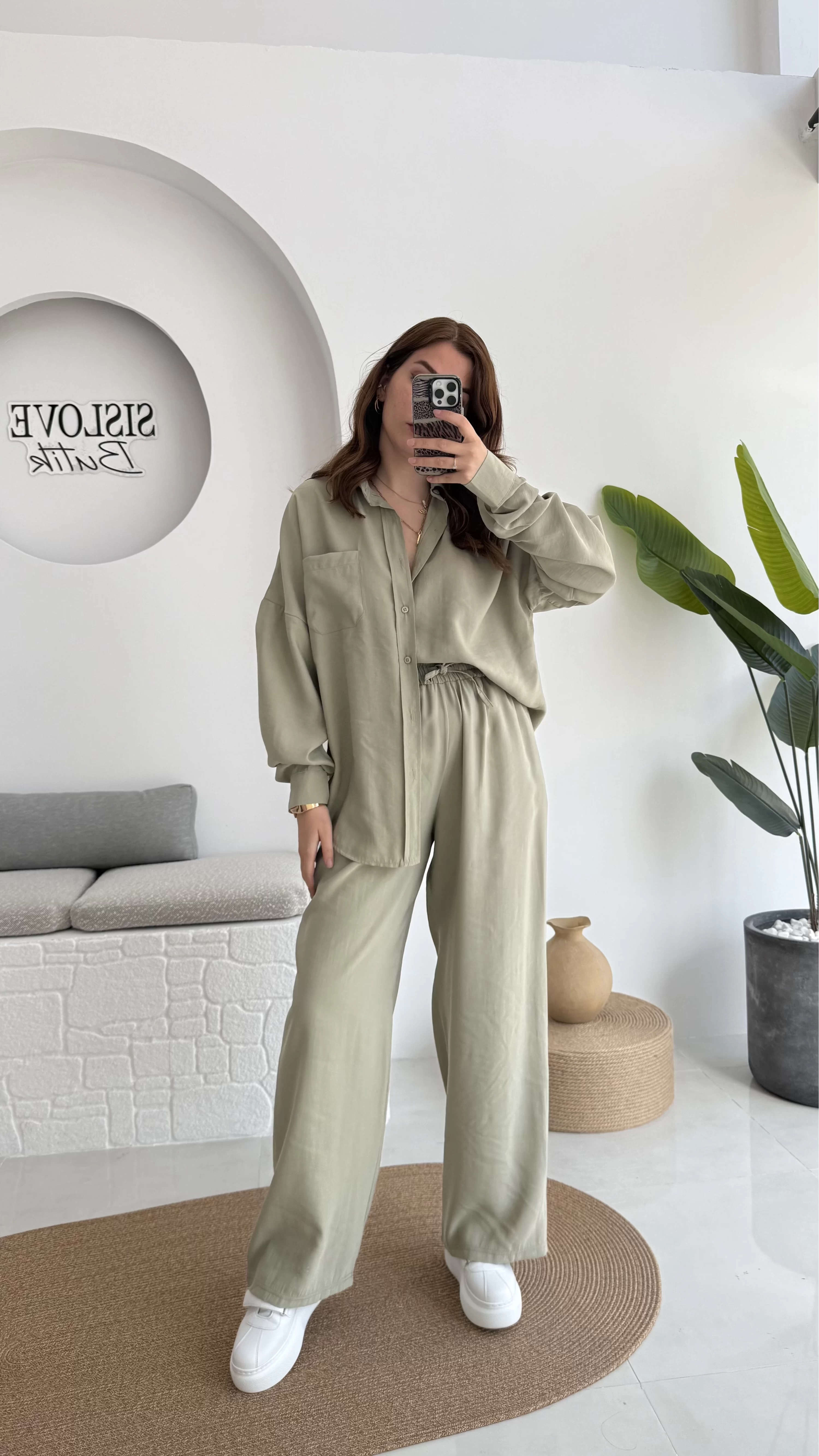 Diva Modal Gömlek Pantolon Takım Haki