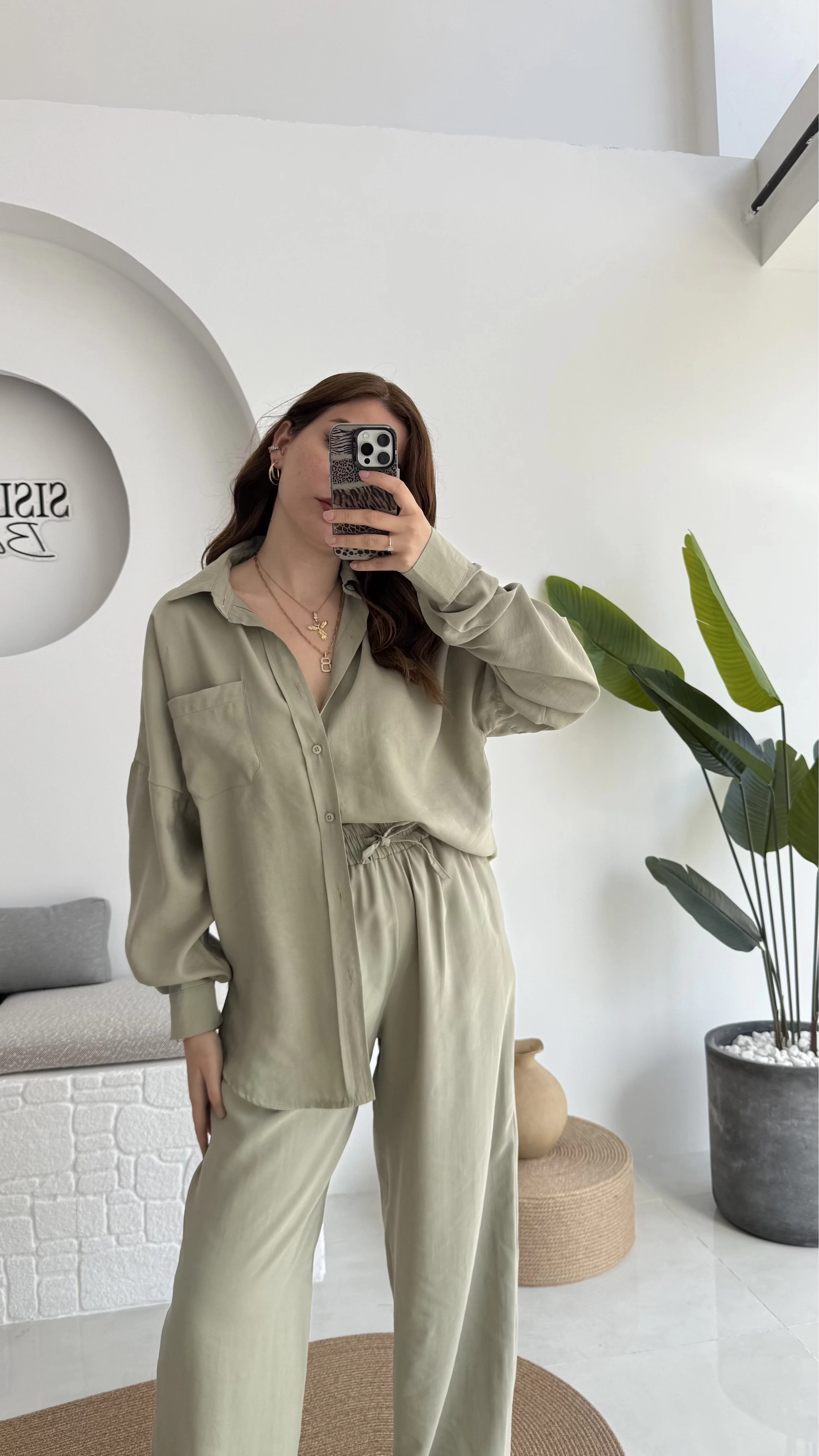 Diva Modal Gömlek Pantolon Takım Haki