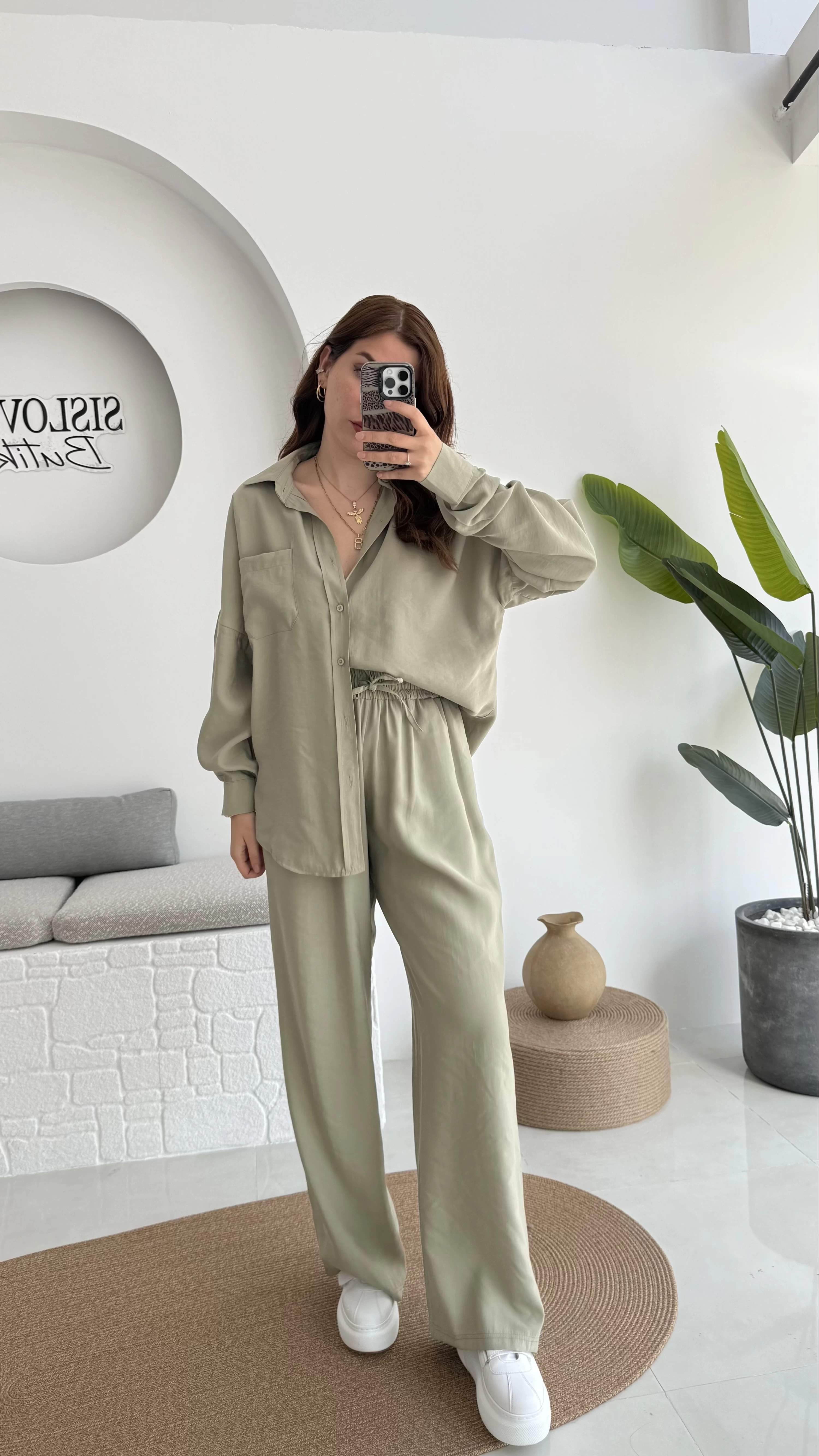 Diva Modal Gömlek Pantolon Takım Haki