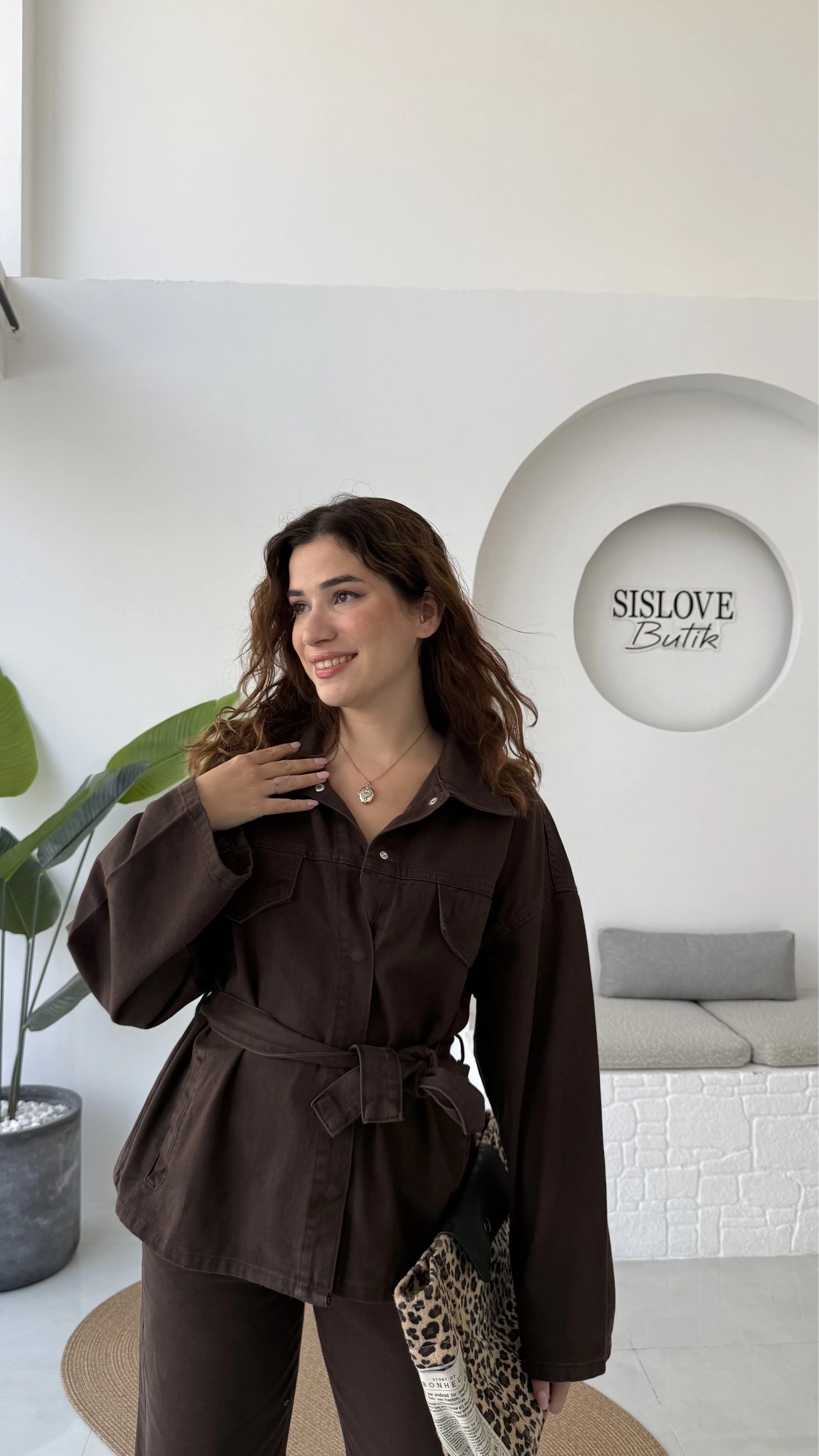 Dixie Premium Kuşaklı Gabardin Takım - Kahverengi