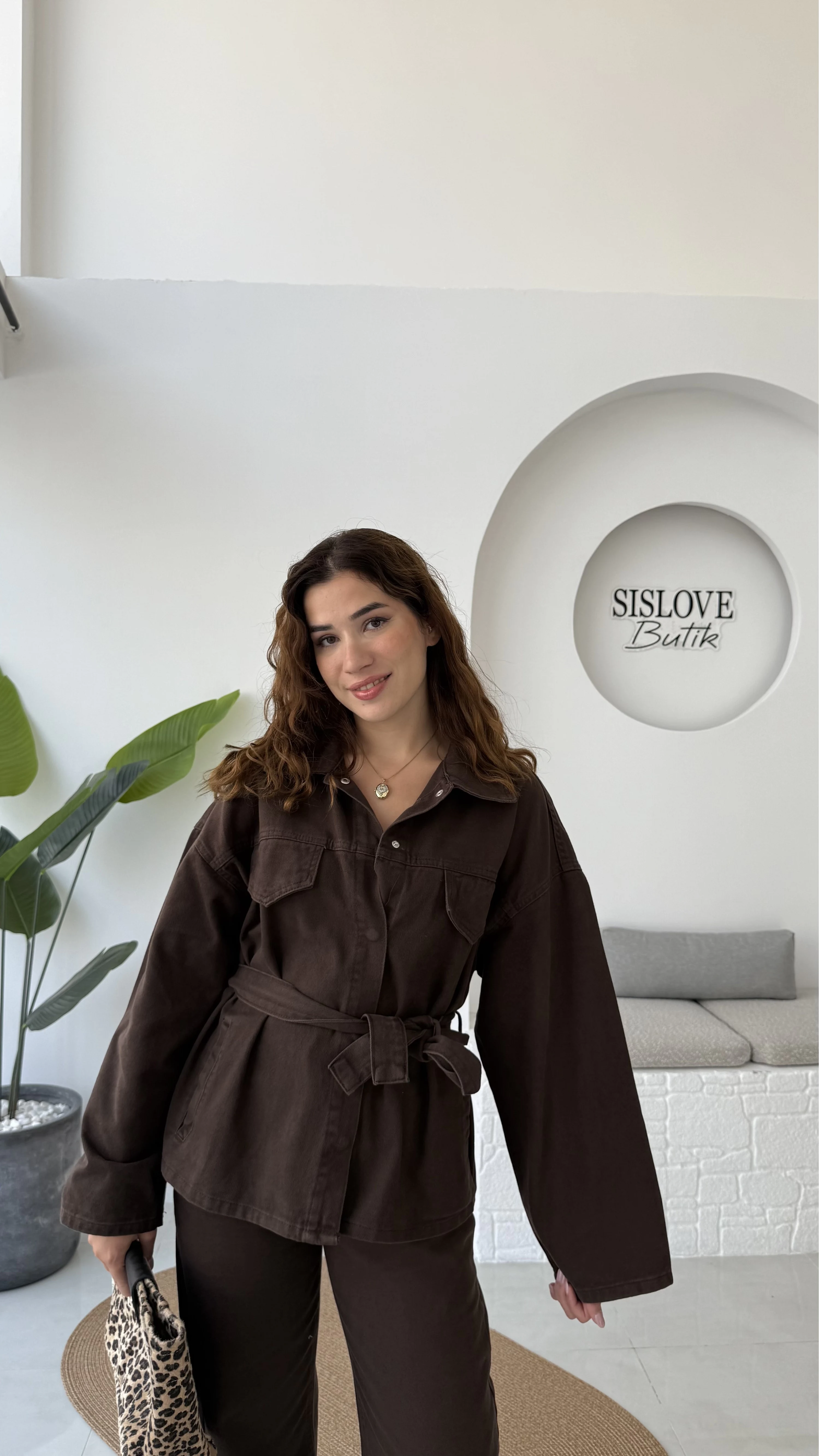 Dixie Premium Kuşaklı Gabardin Takım - Kahverengi
