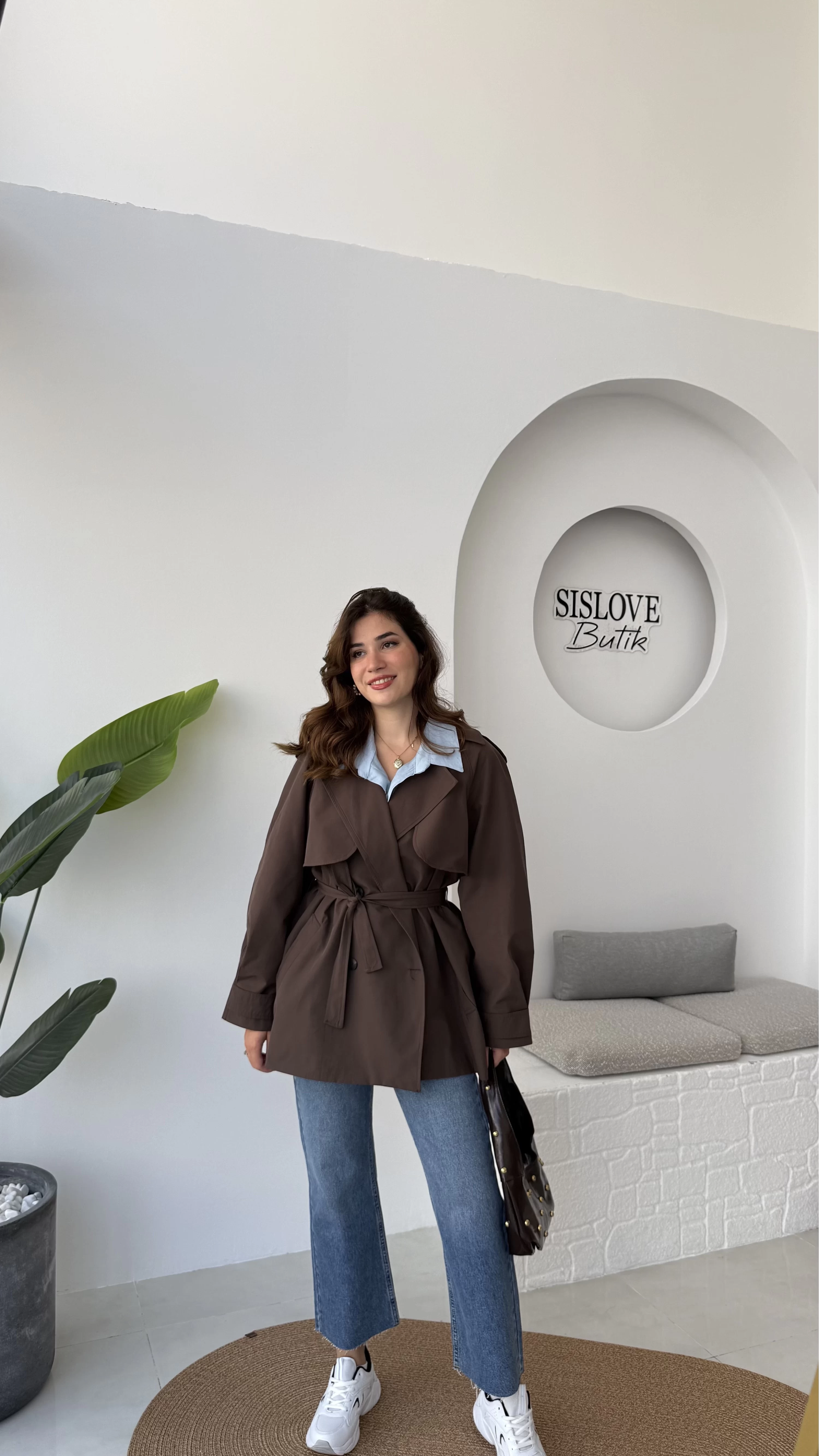 ÖN SİPARİŞ Gemma Kısa Trençkot - Kahve - Kod: 7556