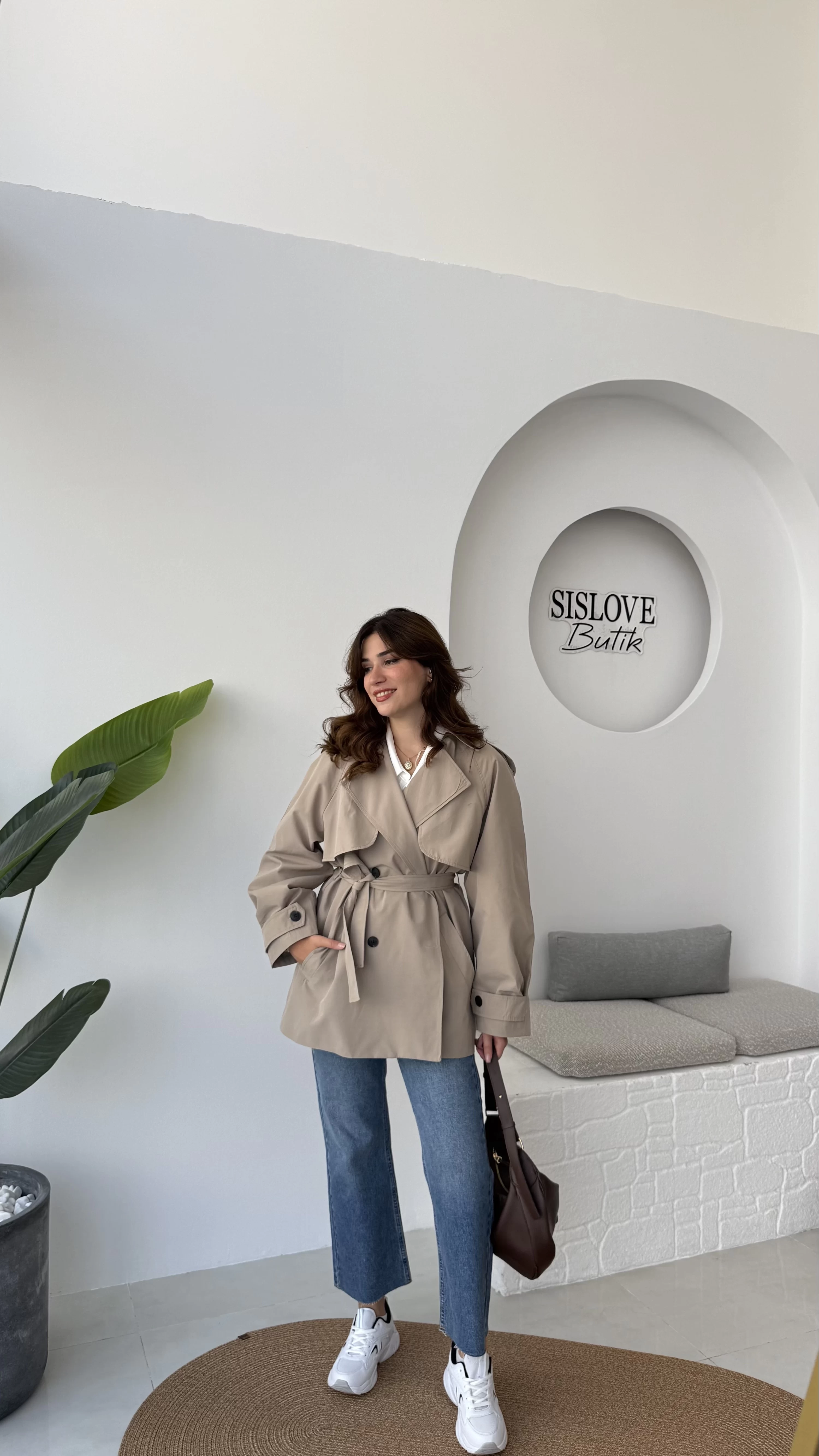 ÖN SİPARİŞ Gemma Kısa Trençkot - Vizon - Kod: 7556