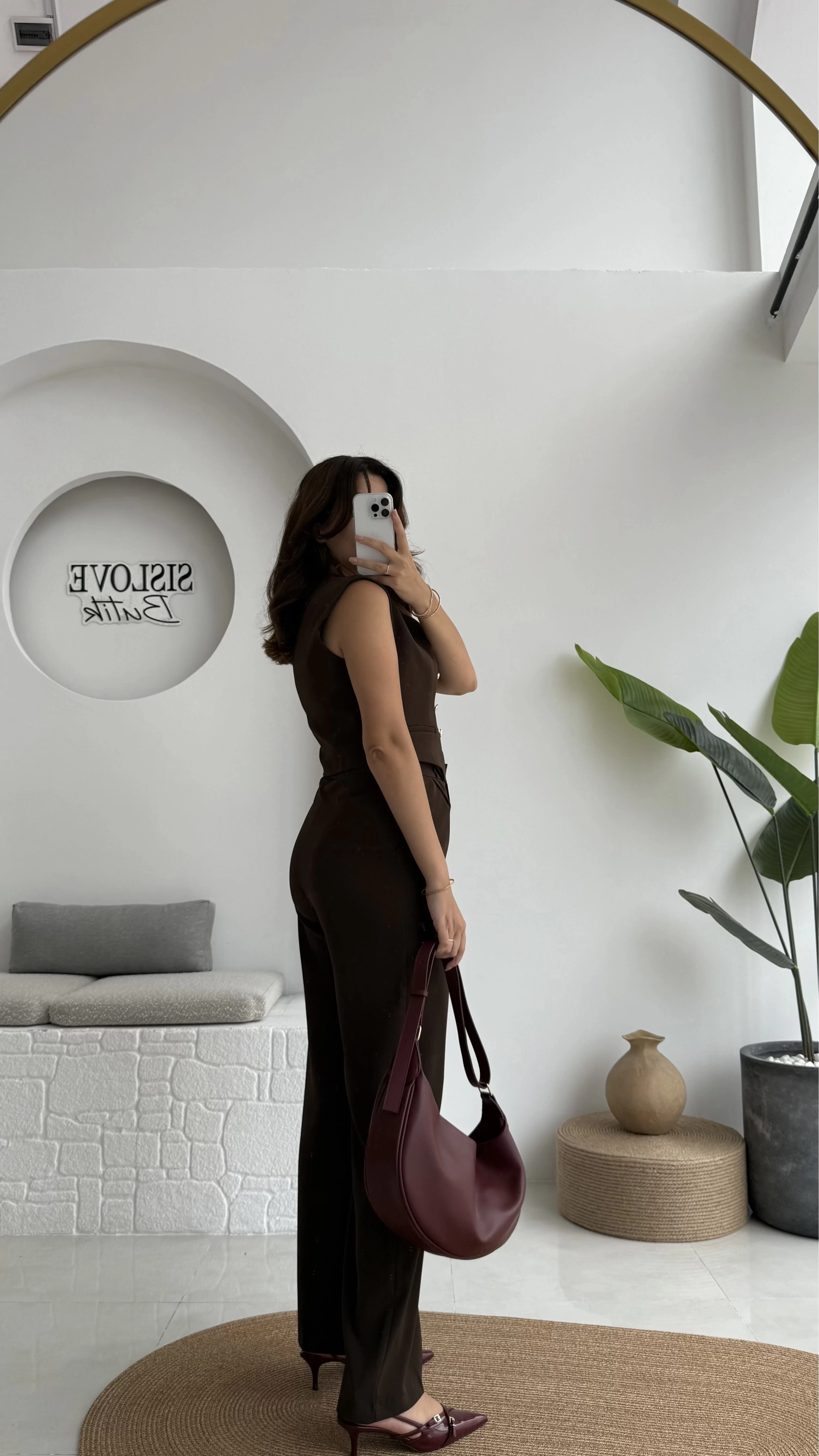 Geraldine Düğmeli Yelek Pantolon Takım - Acı Kahve - Kod: 8777