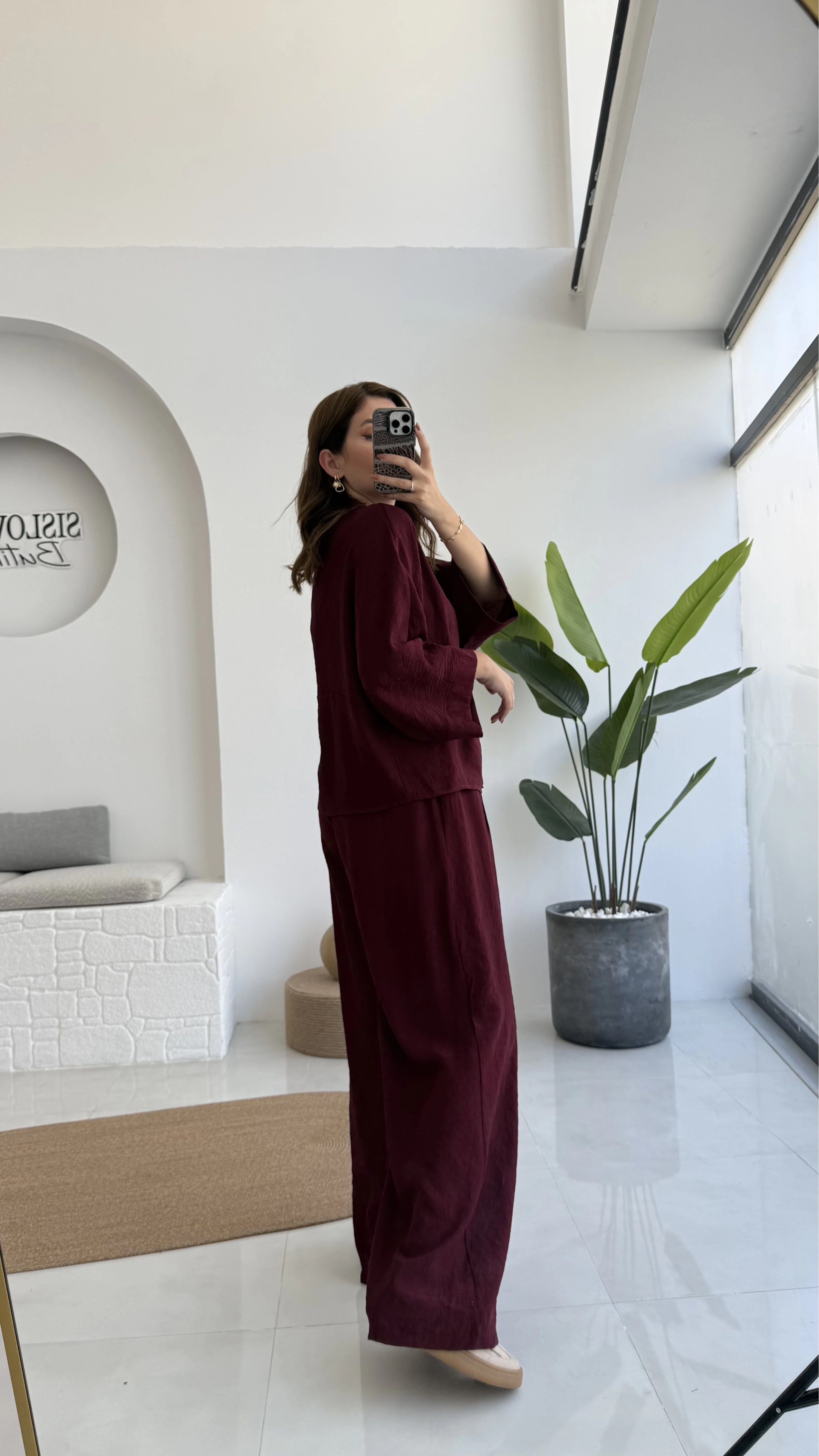 Grape Kimono Takım - Bordo - 8002