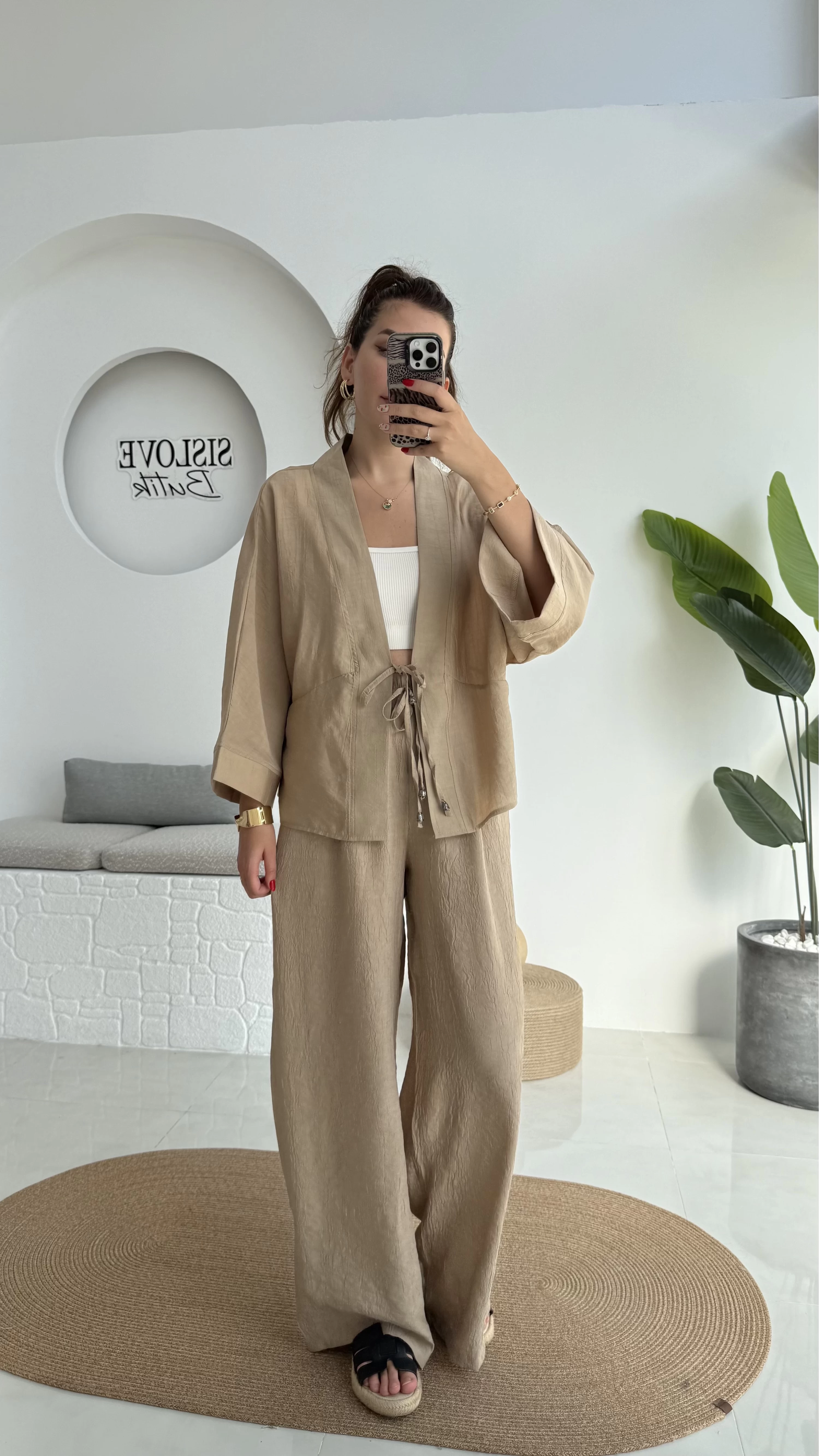 Grape Kimono Takım - Vizon - 8002