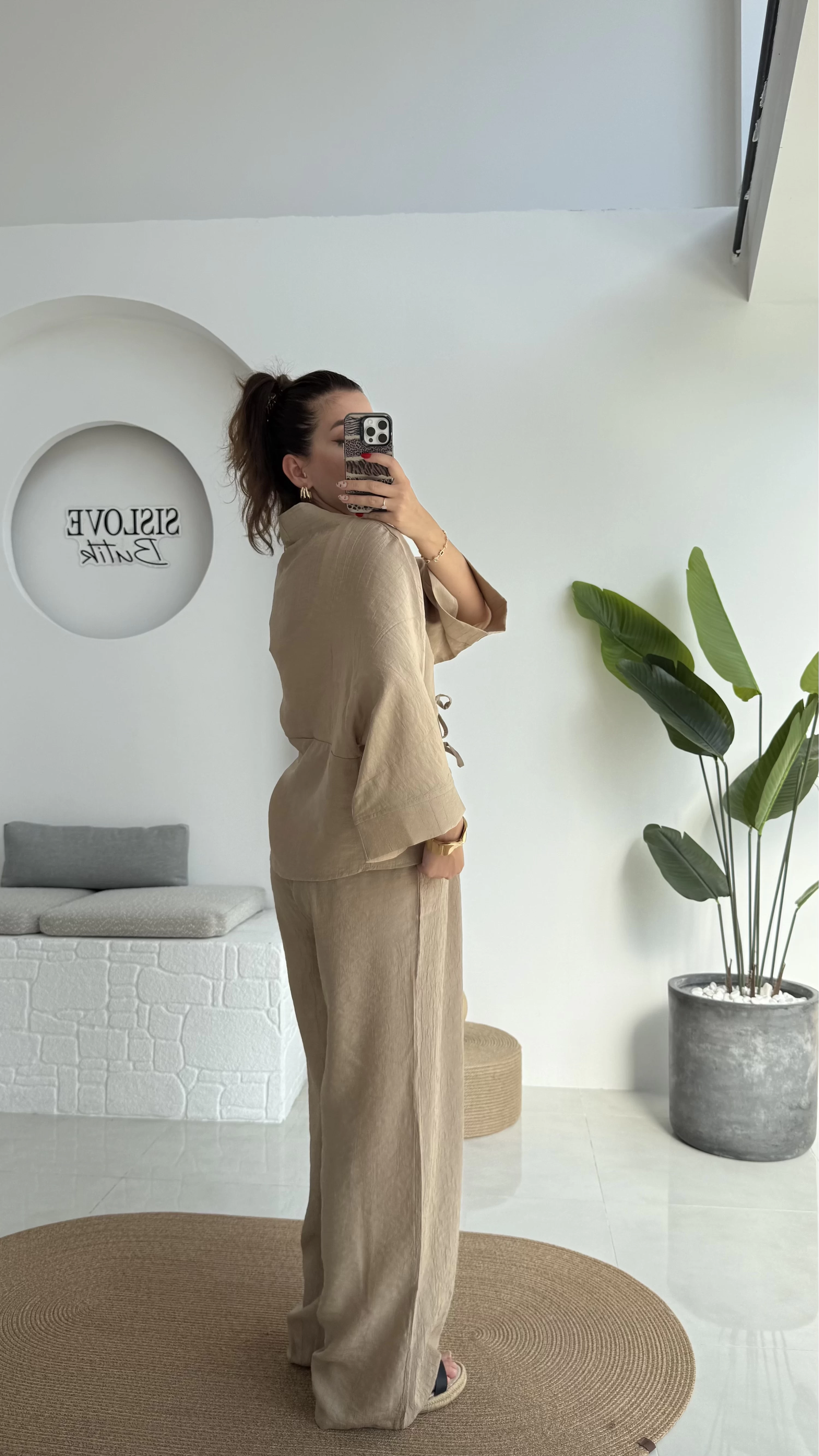 Grape Kimono Takım - Vizon - 8002