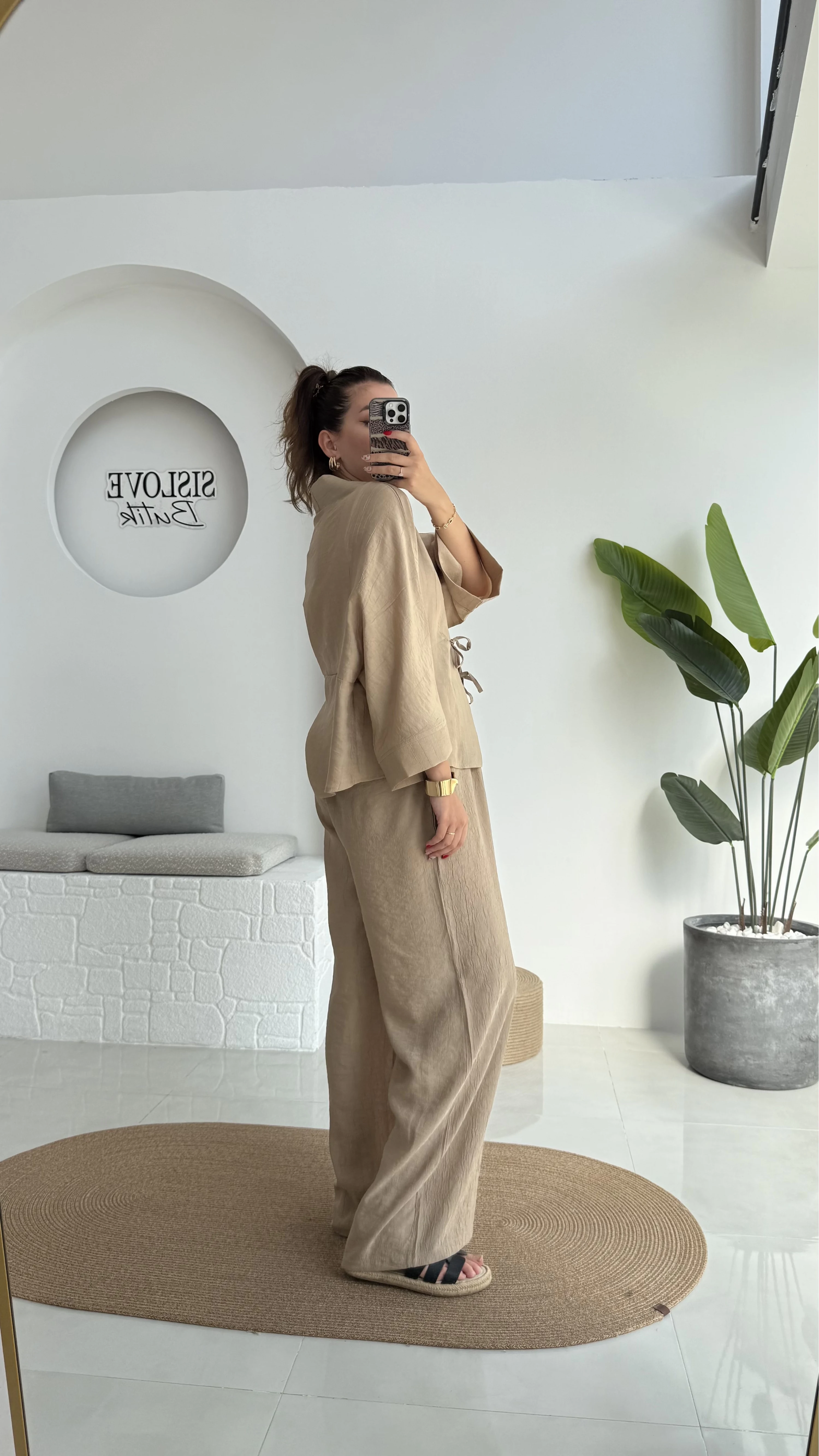 Grape Kimono Takım - Vizon - 8002