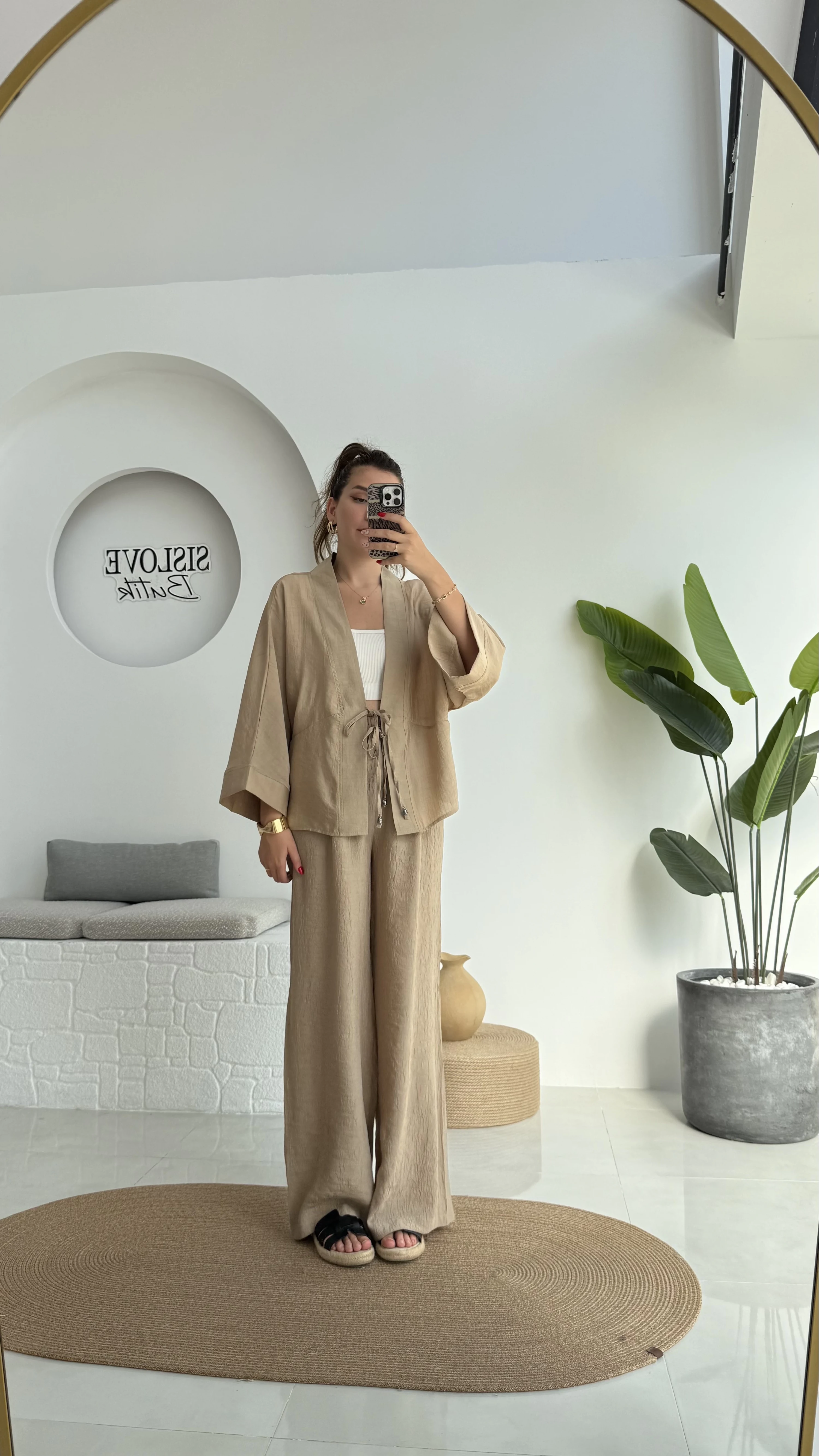 Grape Kimono Takım - Vizon - 8002