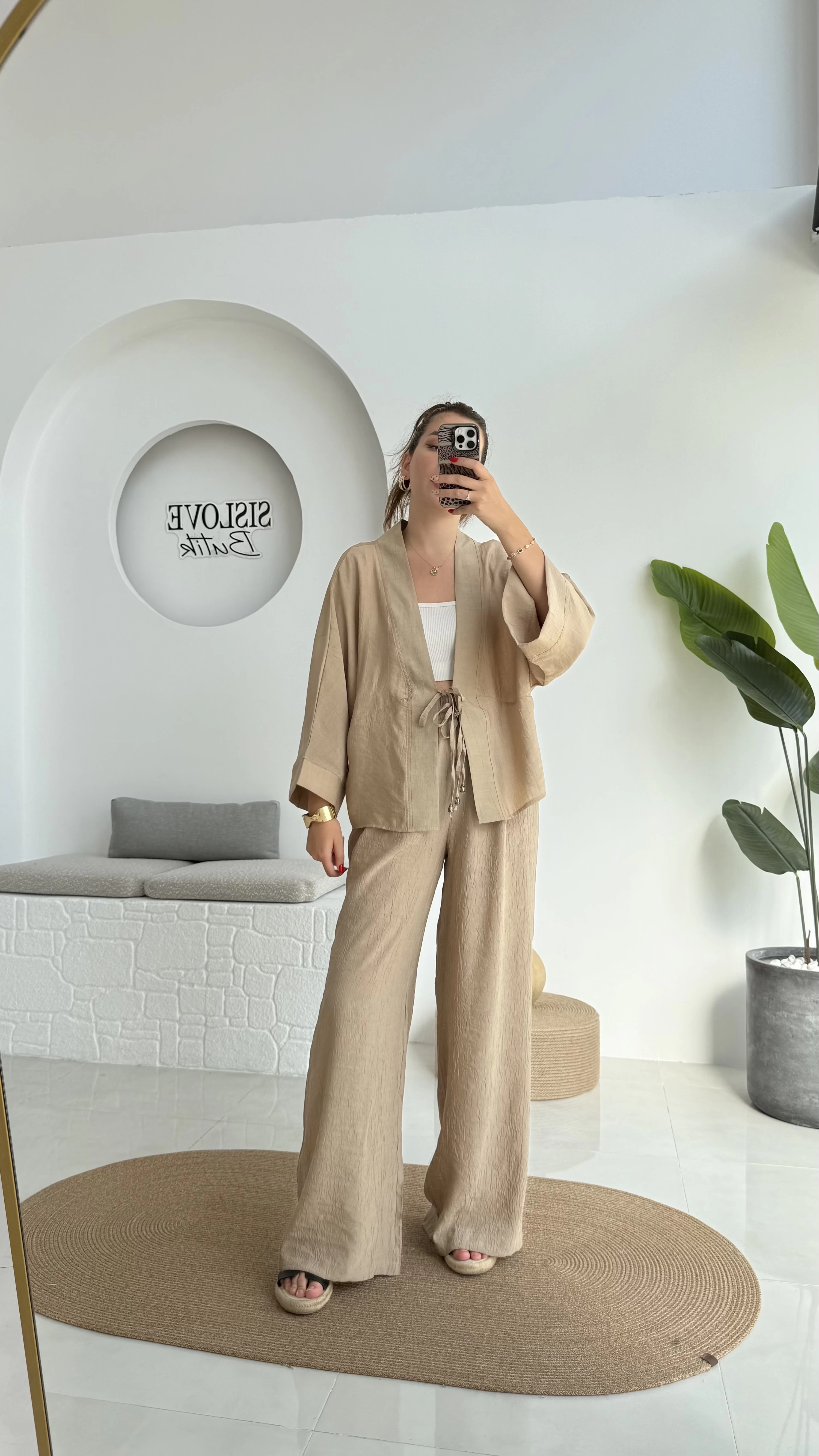 Grape Kimono Takım - Vizon - 8002
