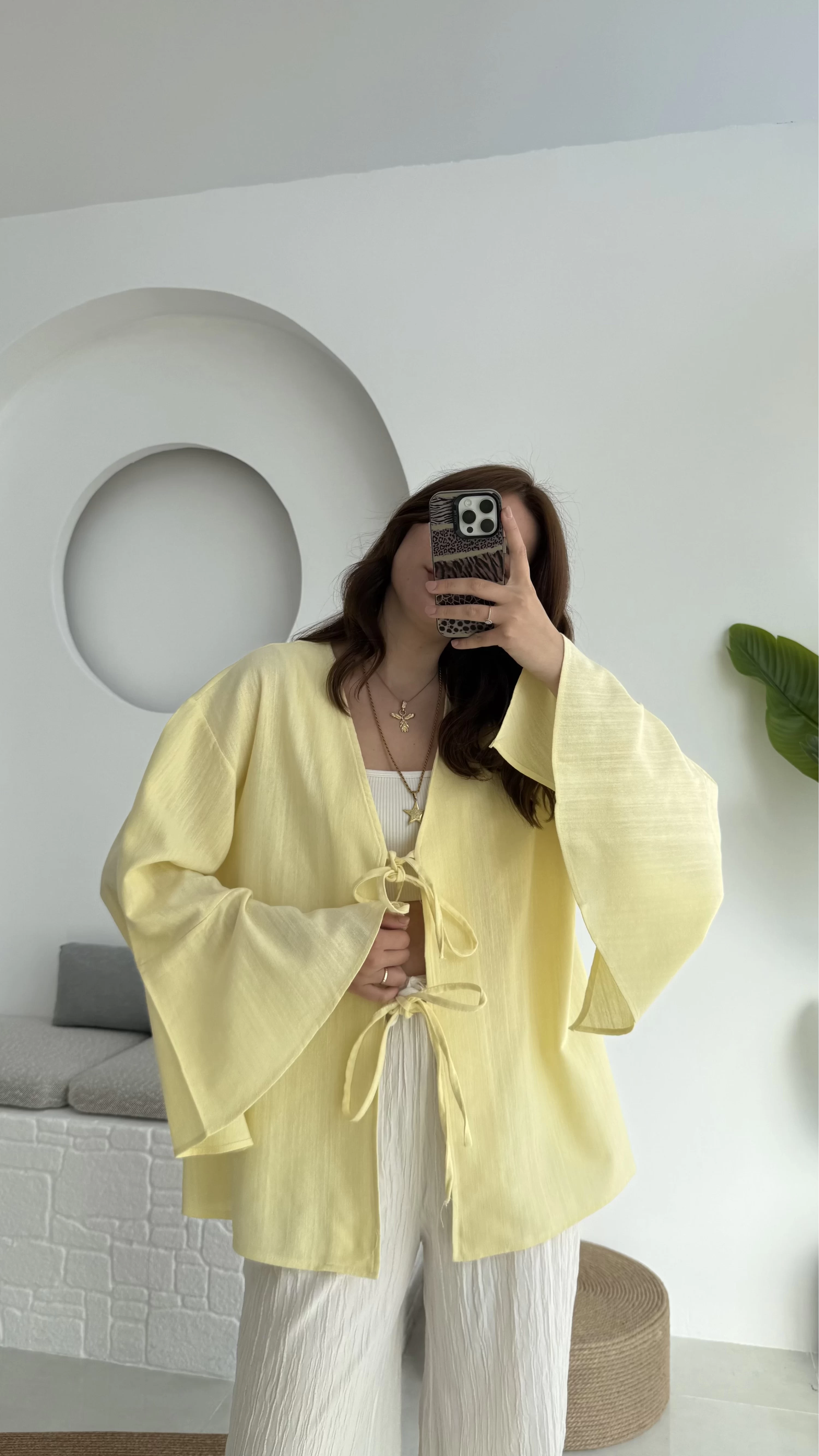 Happyi Bağlamalı Keten Bluz Sarı