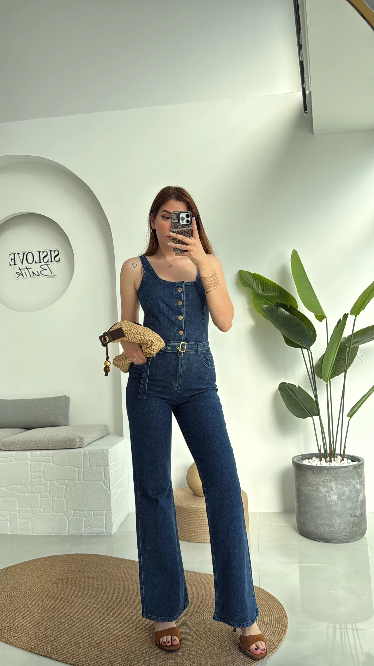 İspanyol Kemerli Denim Tulum
