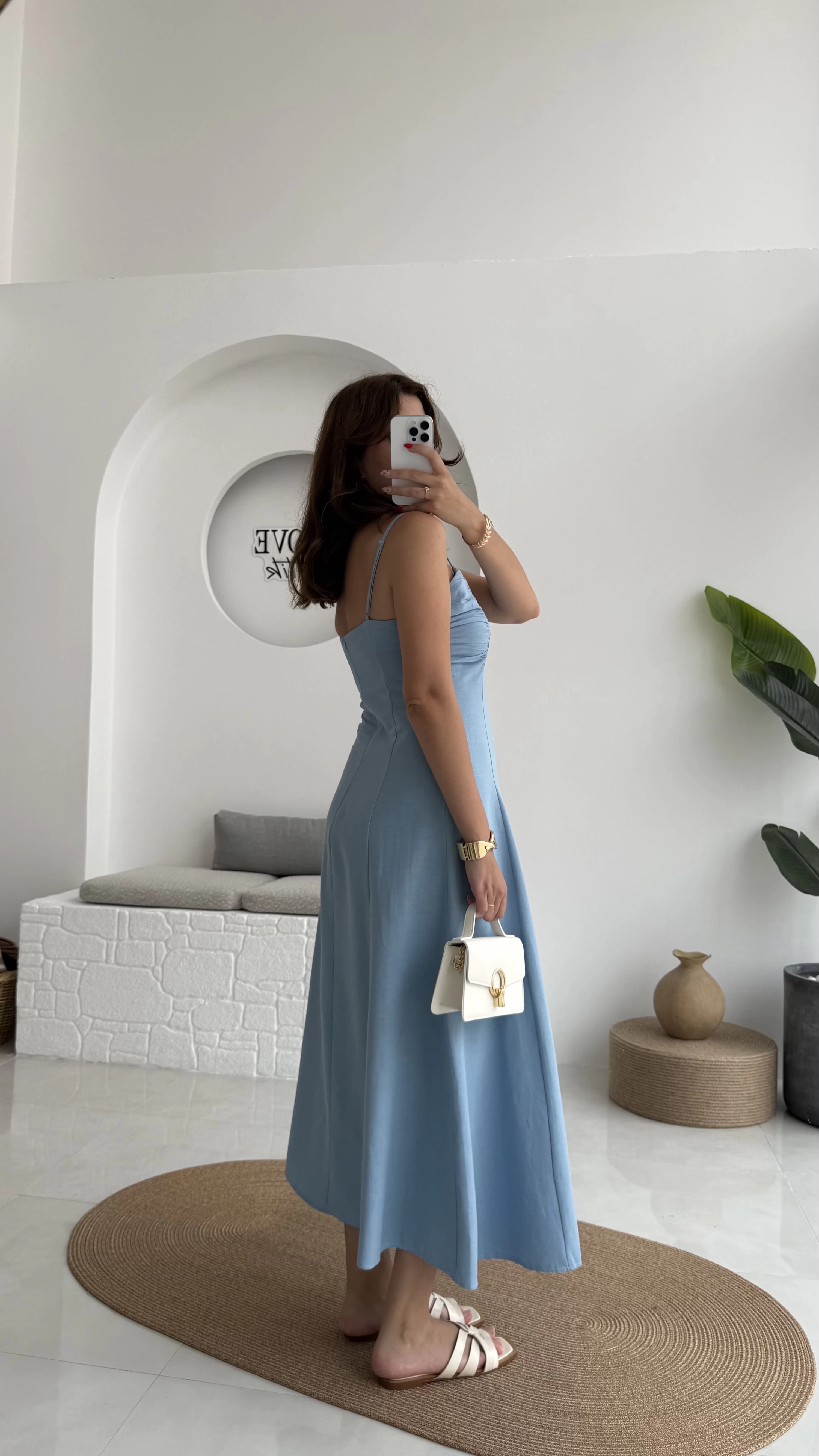 İvy Askılı Elbise - Mavi - 2317