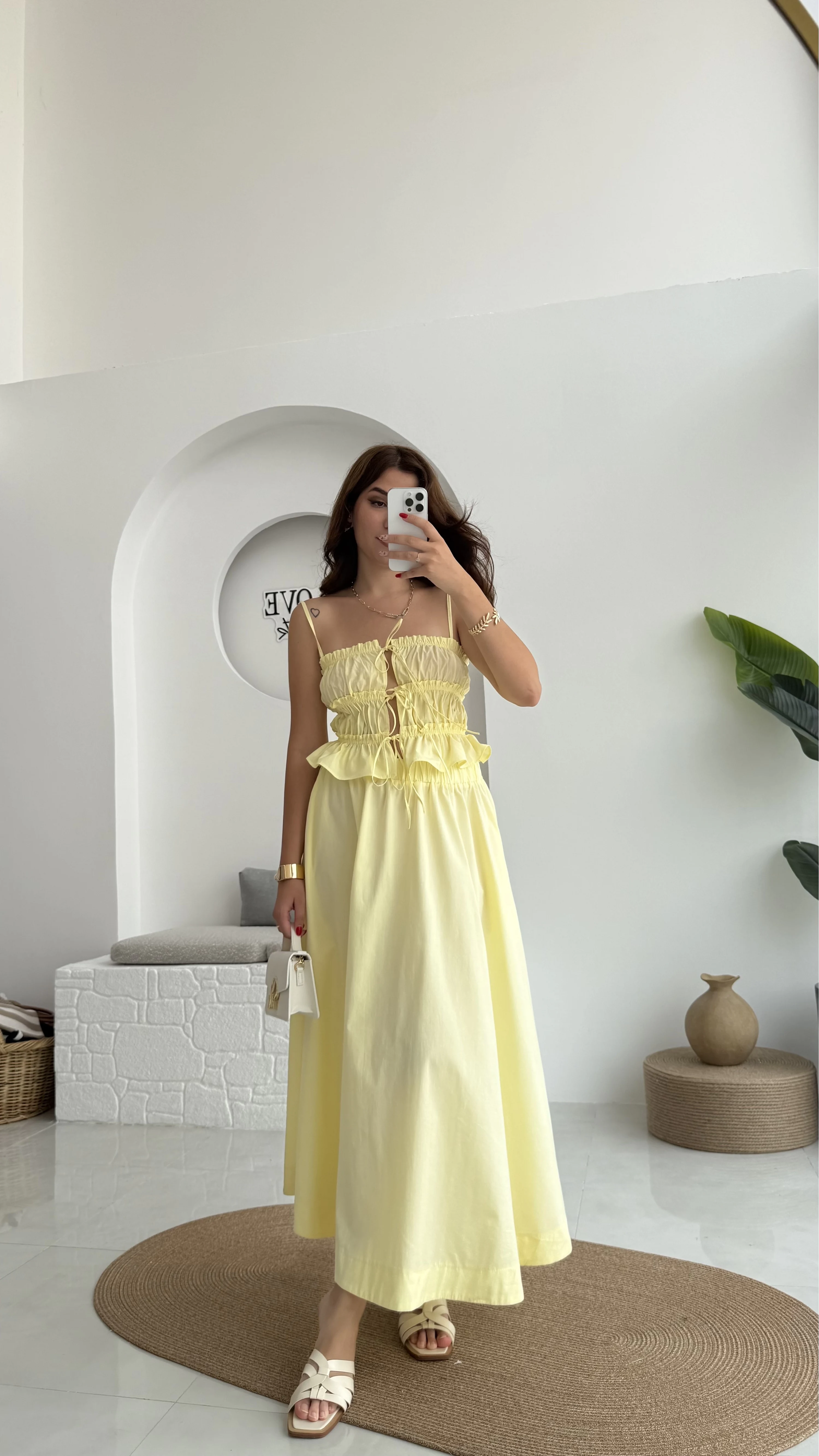 Jessica Gipe Detay Bluz Etek Takım - Sarı - 2025159