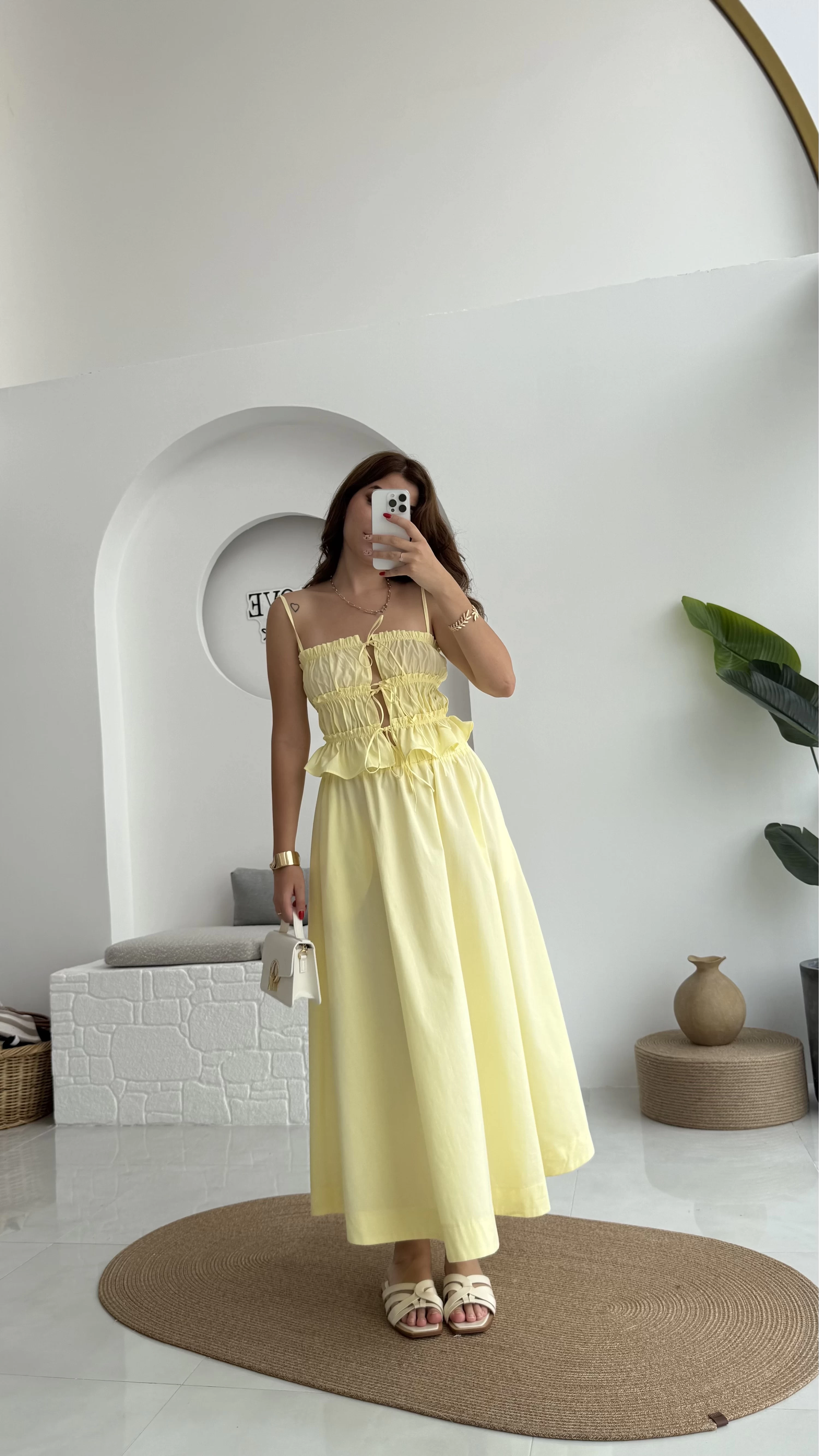 Jessica Gipe Detay Bluz Etek Takım - Sarı - 2025159
