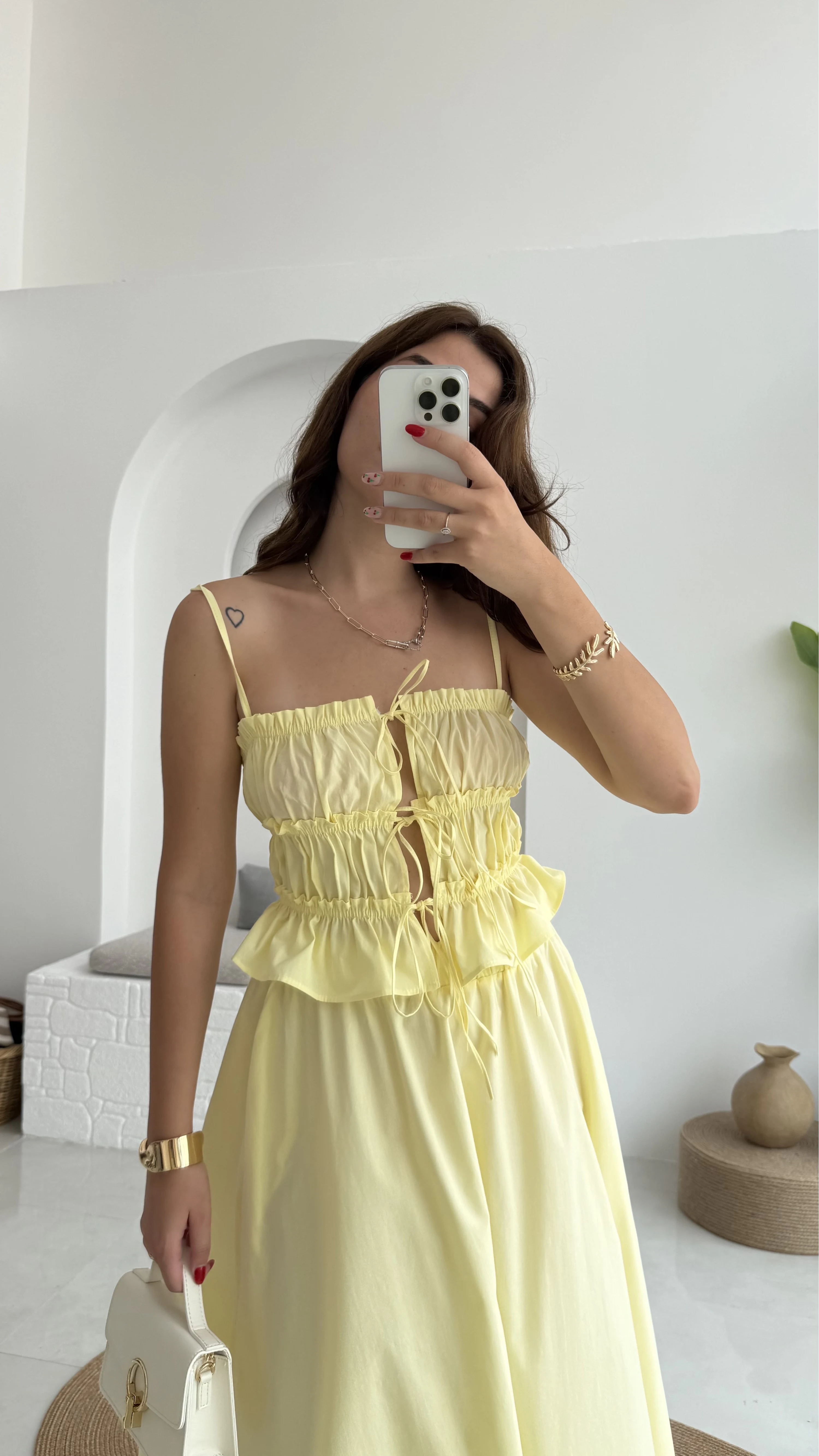 Jessica Gipe Detay Bluz Etek Takım - Sarı - 2025159