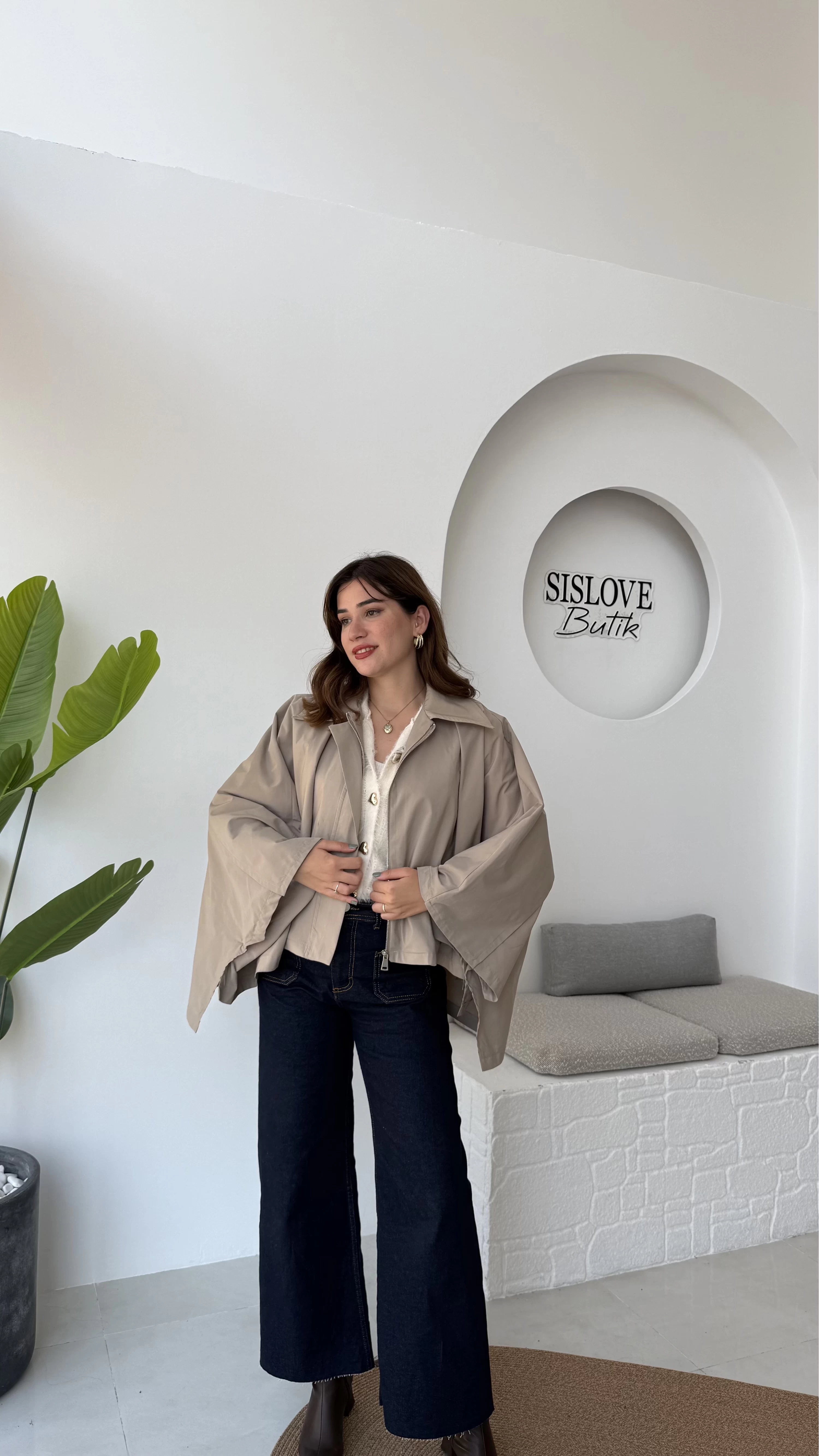 Josie Pelerin Trençkot - Haki Vizon Tonları - Kod: 7603