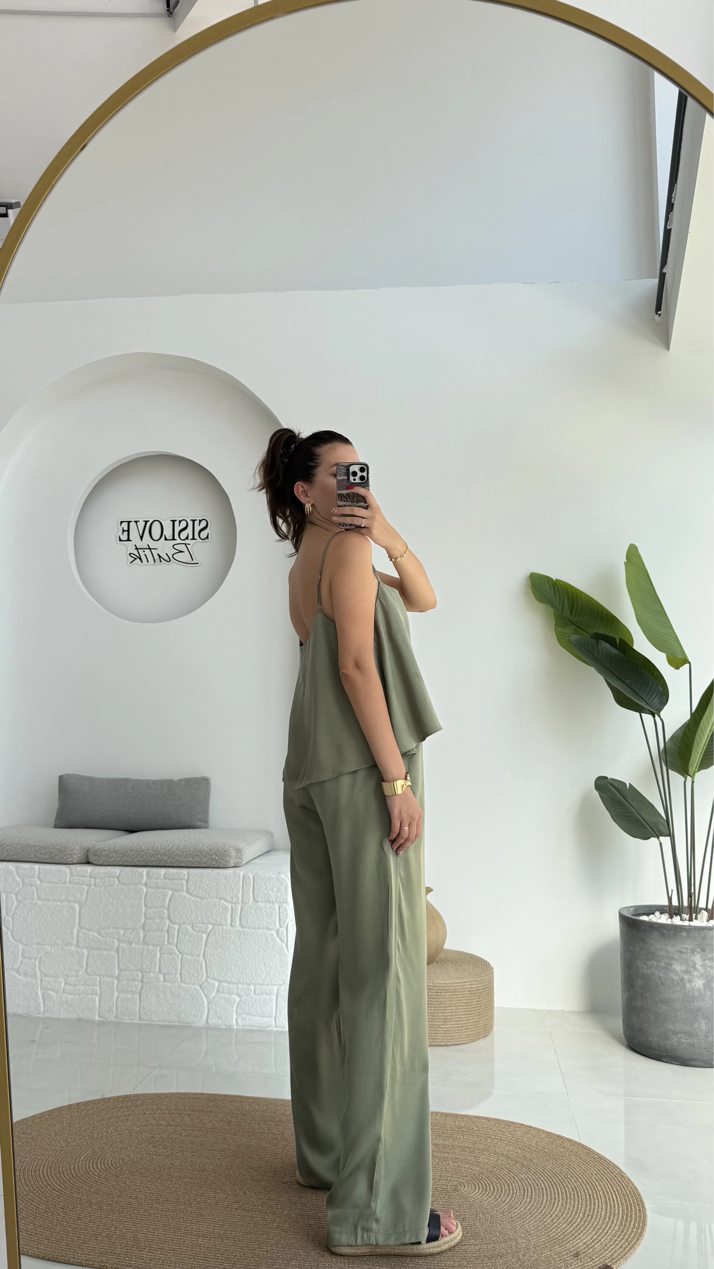 June Askılı Bluz Pantolon Takım - Haki - 51043