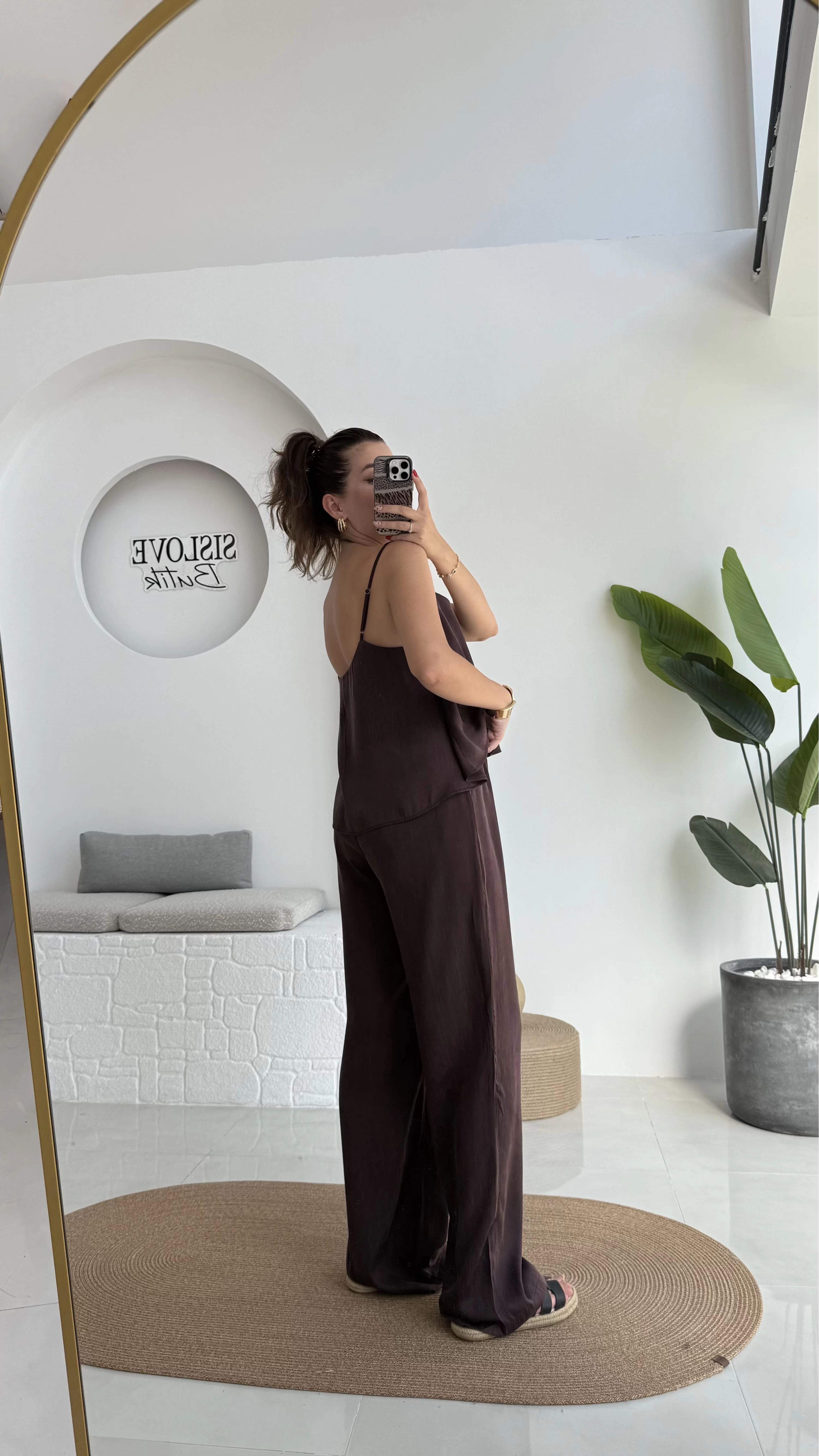 June Askılı Bluz Pantolon Takım - Mürdüm - 51043